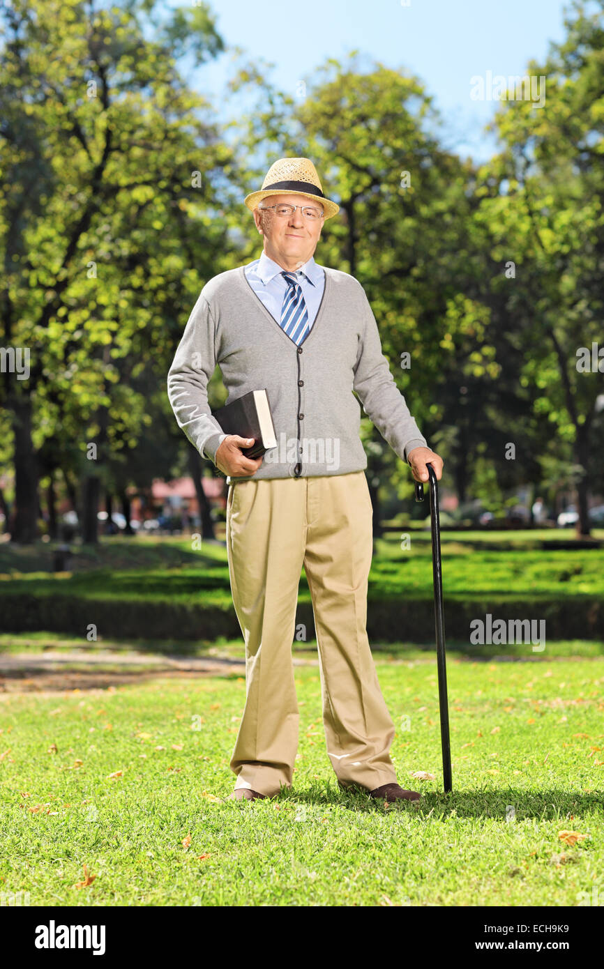 Senior gentleman in posa di parcheggiare su un bel giorno di estate Foto Stock