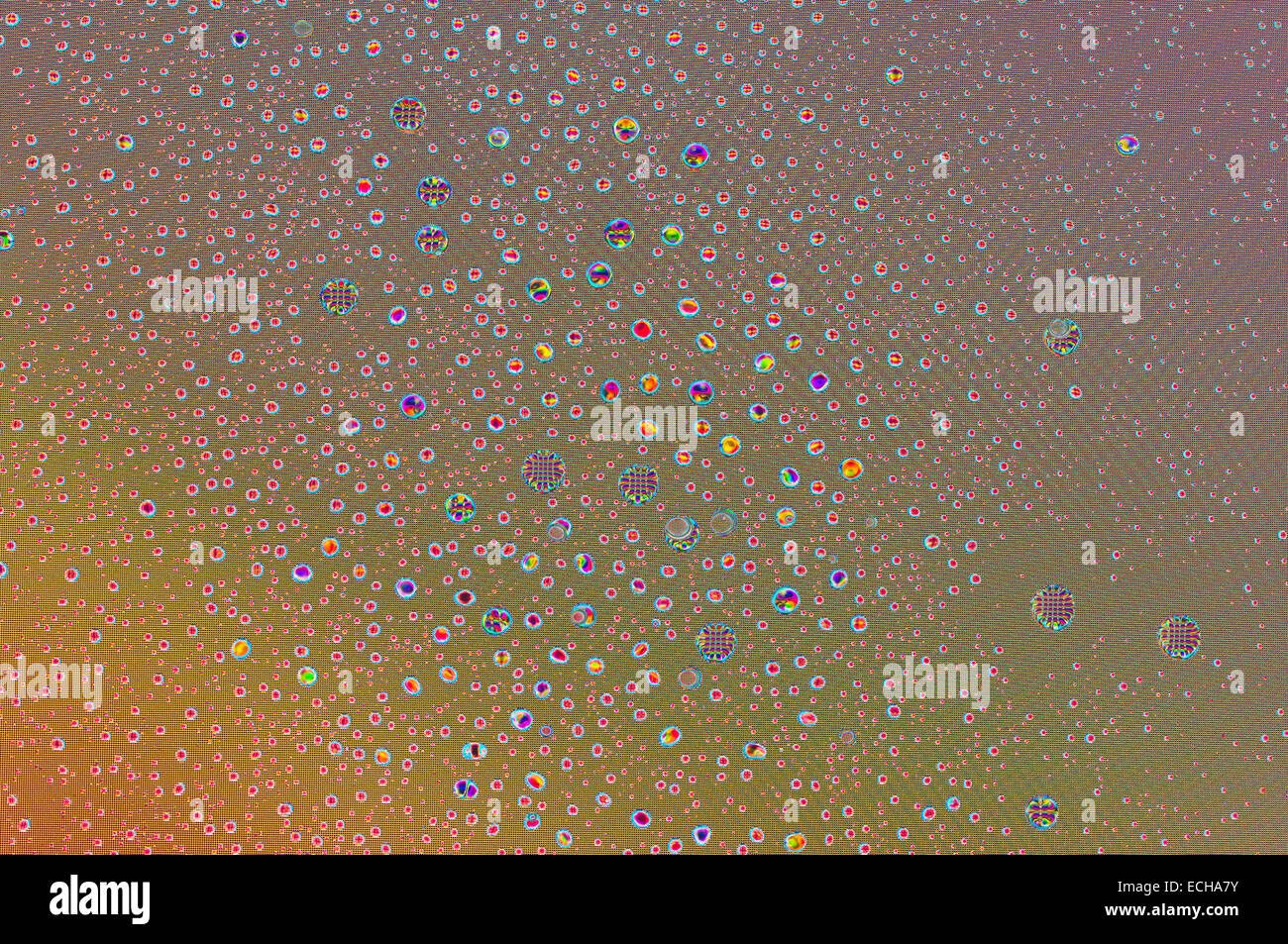 Le goccioline di acqua sullo schermo di un computer. Modelli astratti un essere utili per gli sfondi e sfondi. Foto Stock