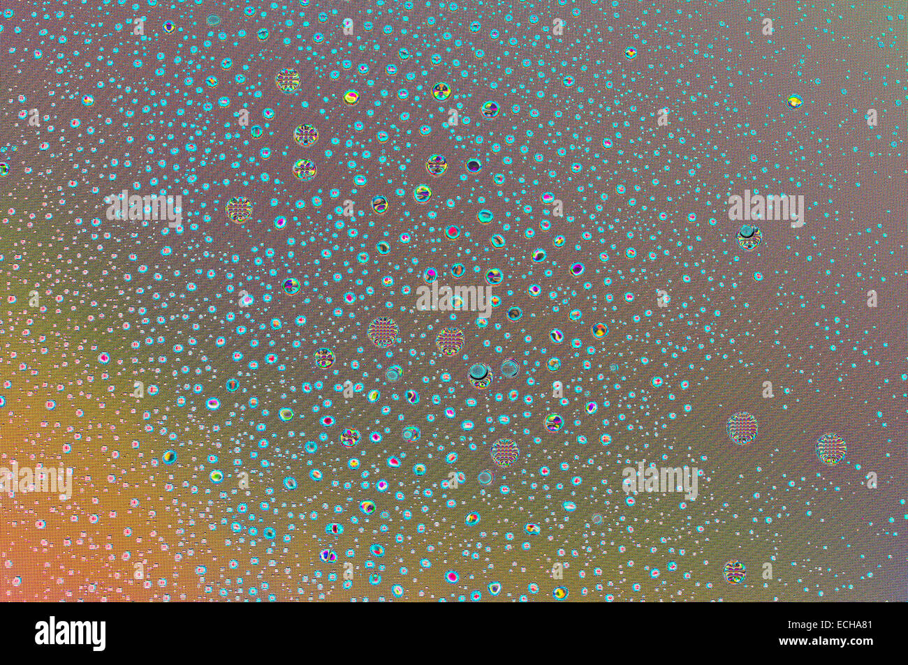 Le goccioline di acqua sullo schermo di un computer. Modelli astratti un essere utili per gli sfondi e sfondi. Foto Stock