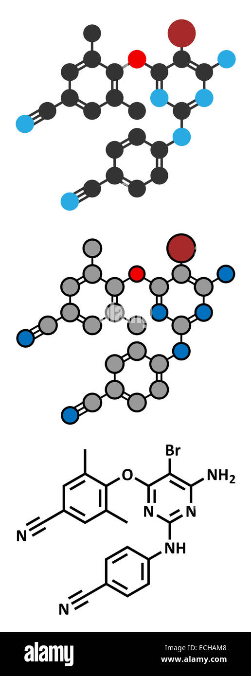 Etravirine HIV molecola di farmaco (non-nucleosidici inibitori della trascrittasi inversa). Foto Stock