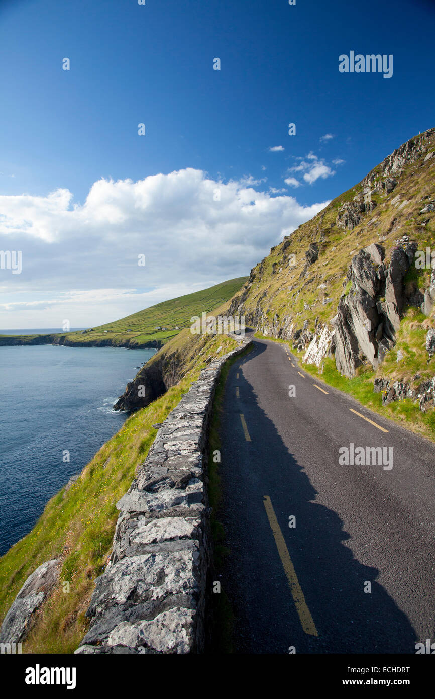 Strada costiera intorno Slea Head, penisola di Dingle, nella contea di Kerry, Irlanda. Foto Stock