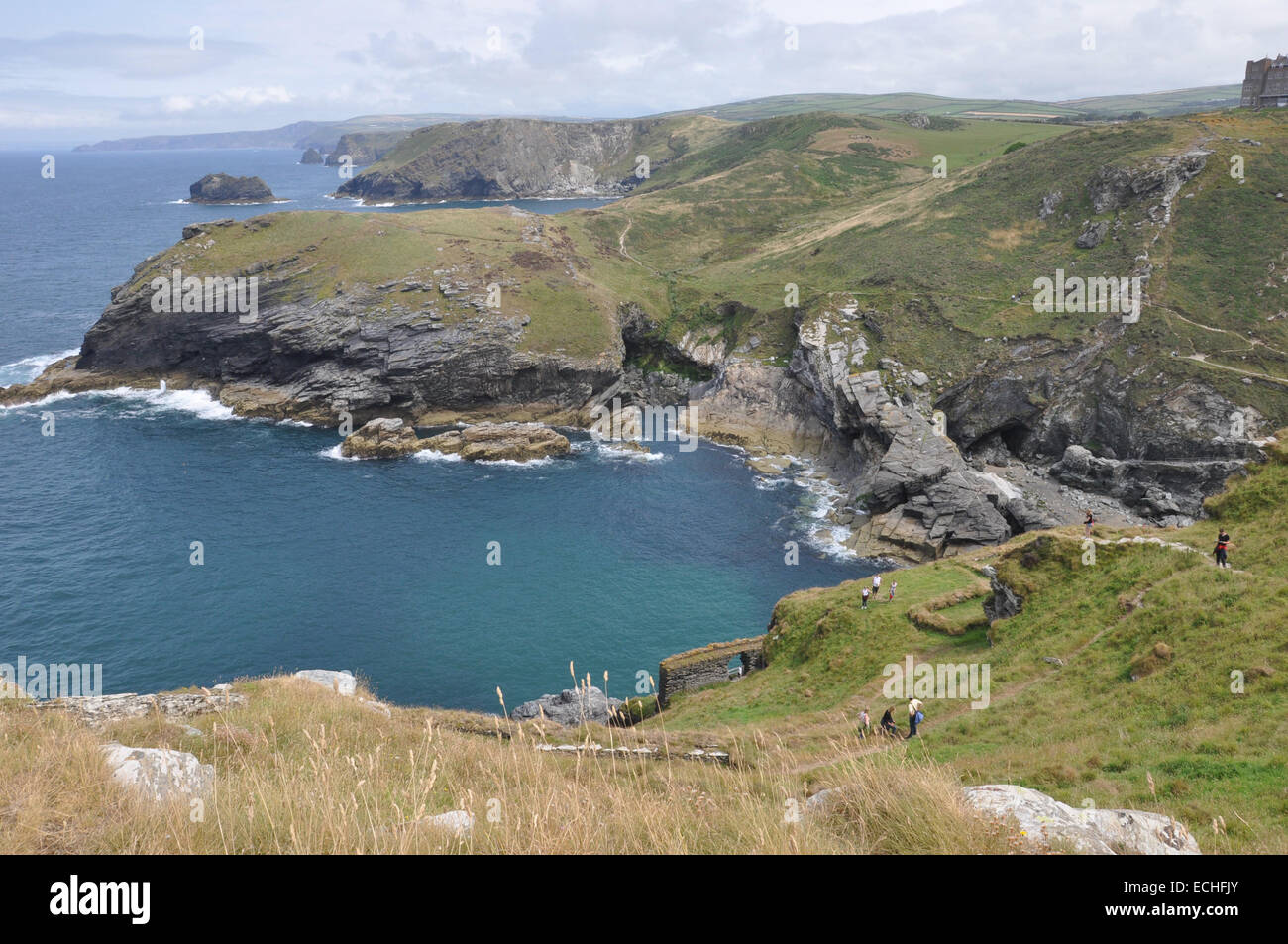 Rovine del castello di Tintagel, sulla North Cornwall coast Foto Stock