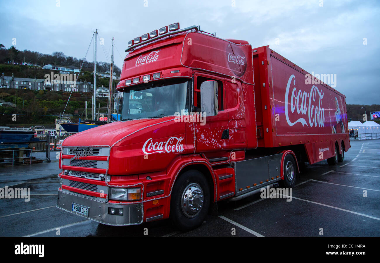 Le vacanze sono venuta, coca cola visita Looe in Cornovaglia 15 Dicembre 2014 Foto Stock