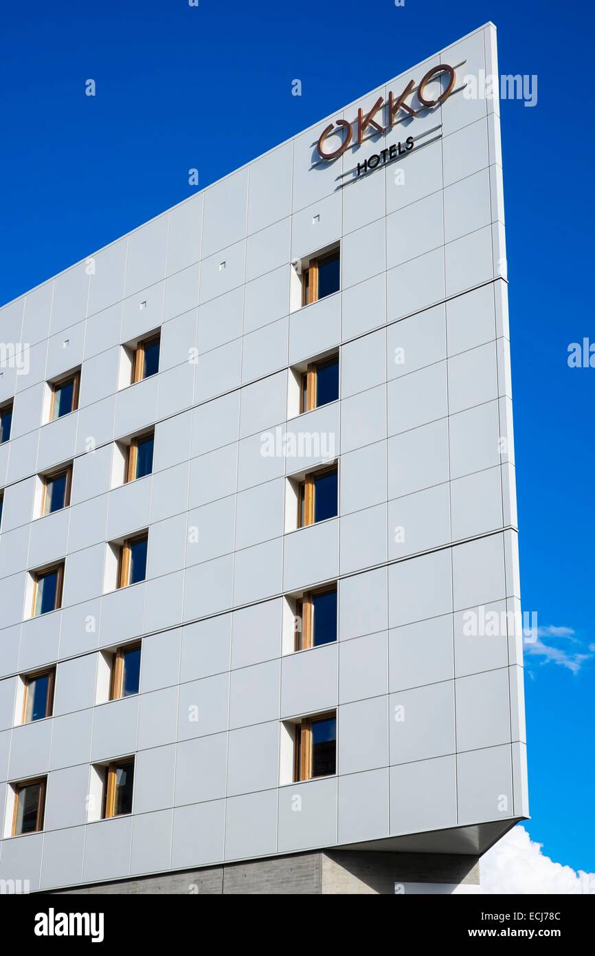 Francia, Isere, Grenoble, il quattro stelle hotel OKKO Grenoble Jardin Hoche nel cuore dell'Ecodistrict de Bonne Foto Stock