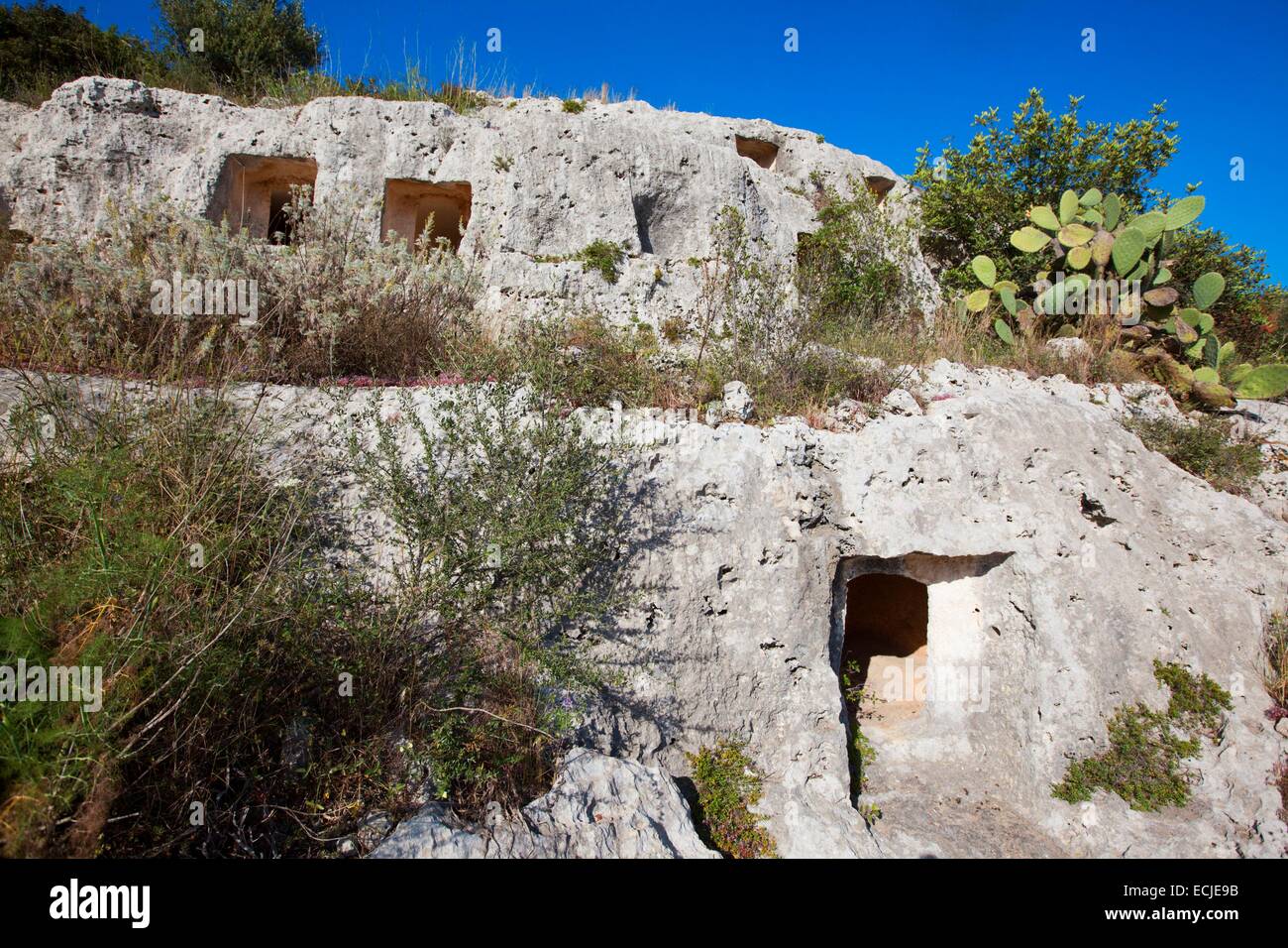 L'Italia, Sicilia, la necropoli di Pantalica elencati come patrimonio mondiale dall' UNESCO Foto Stock