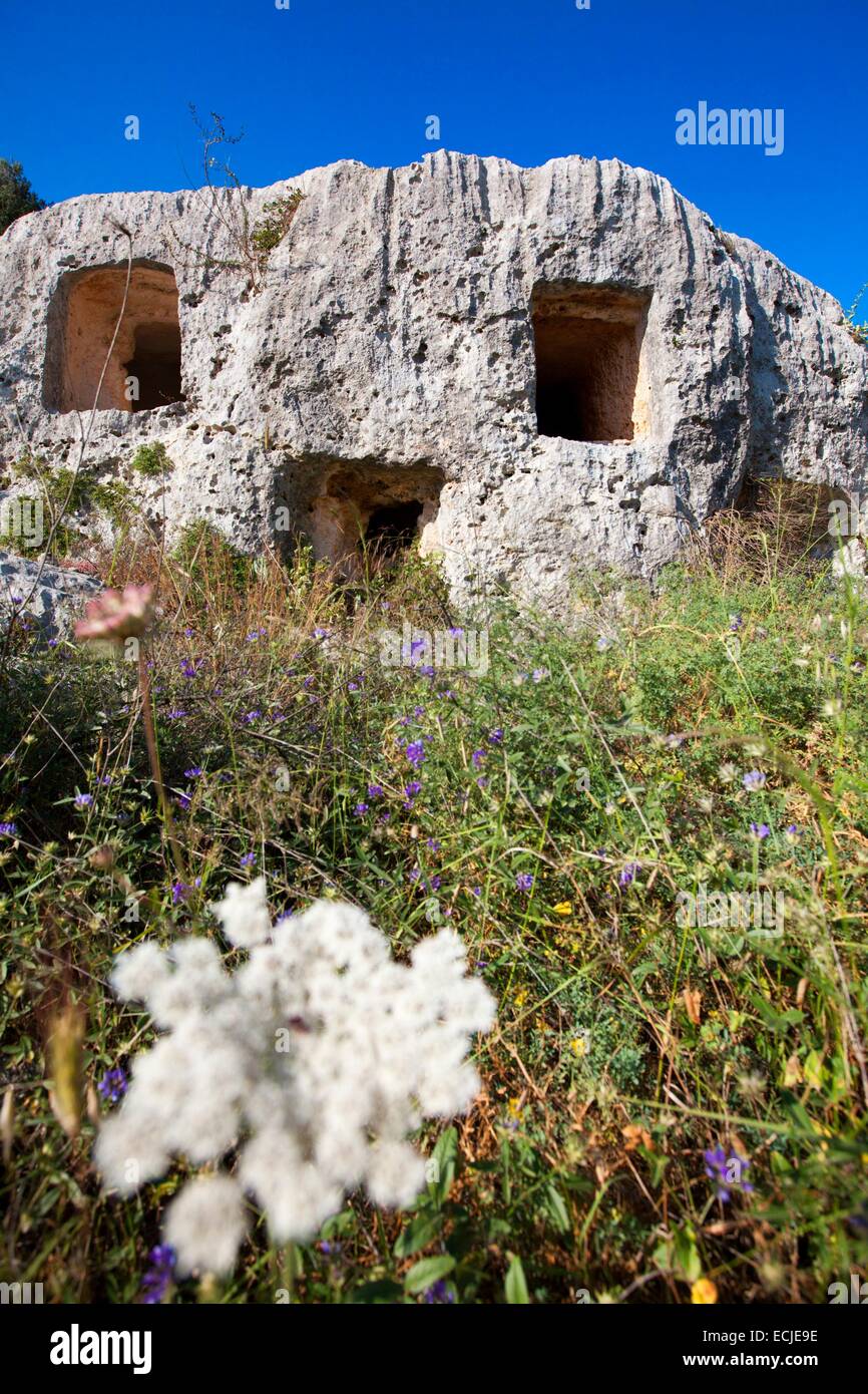 L'Italia, Sicilia, la necropoli di Pantalica elencati come patrimonio mondiale dall' UNESCO Foto Stock