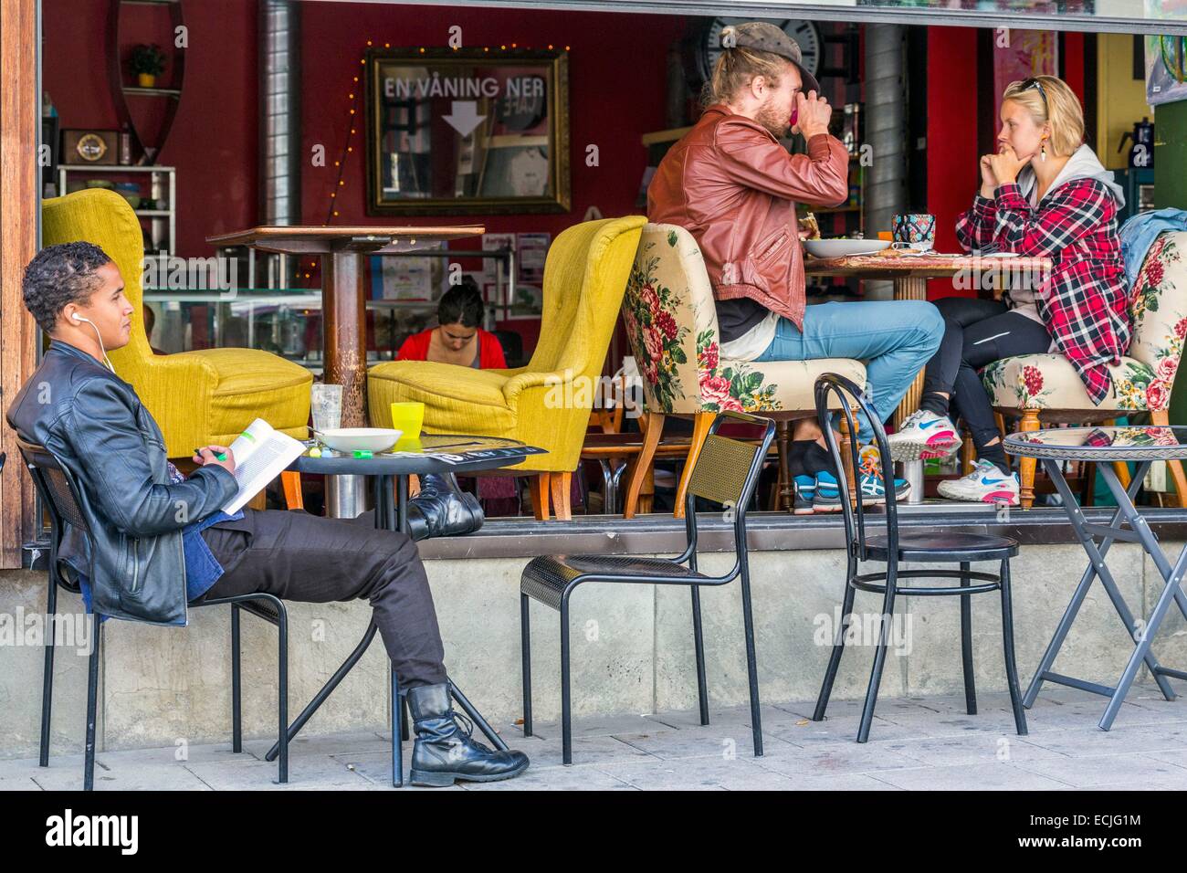 La Svezia, Stoccolma, Sodermalm, SoFo aperto nel 1992 caffè stringa Foto Stock