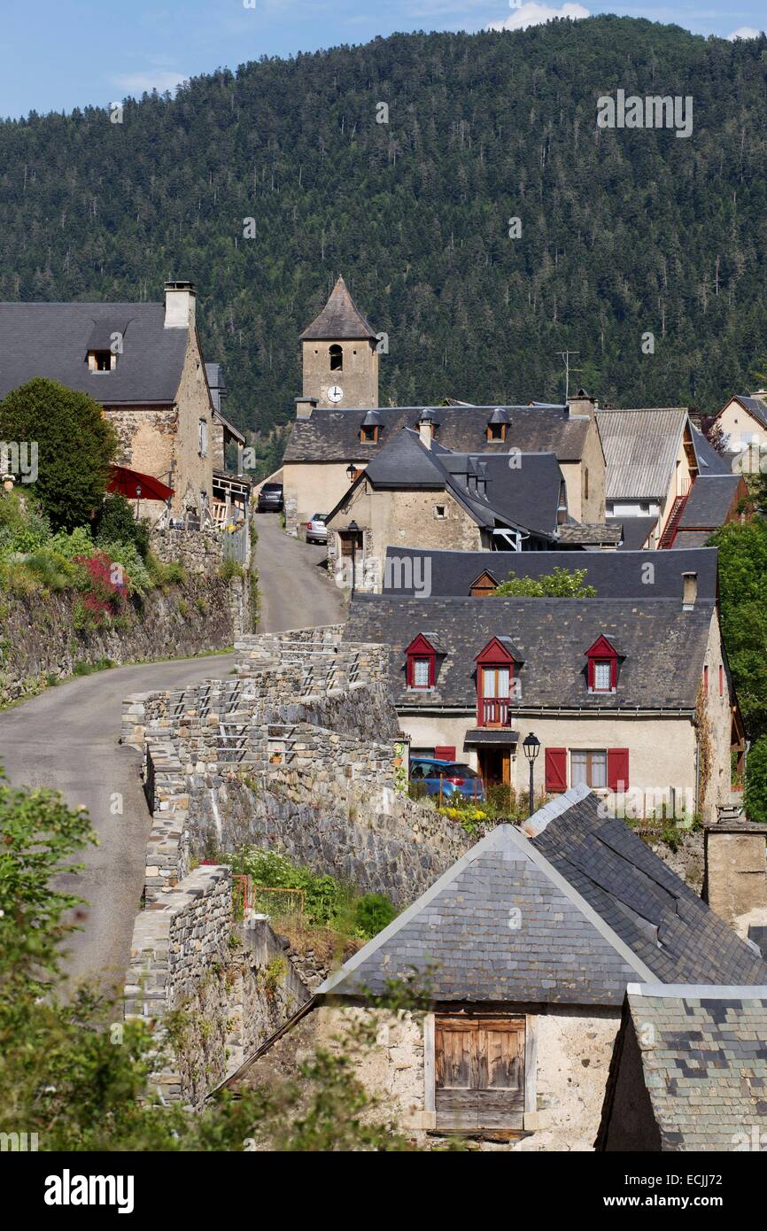Francia, Hautes Pirenei Aulon, situato nella zona di buffer della International Dark Sky Riserva, questo villaggio è un sito pilota per il programma per migliorare l'illuminazione pubblica Foto Stock