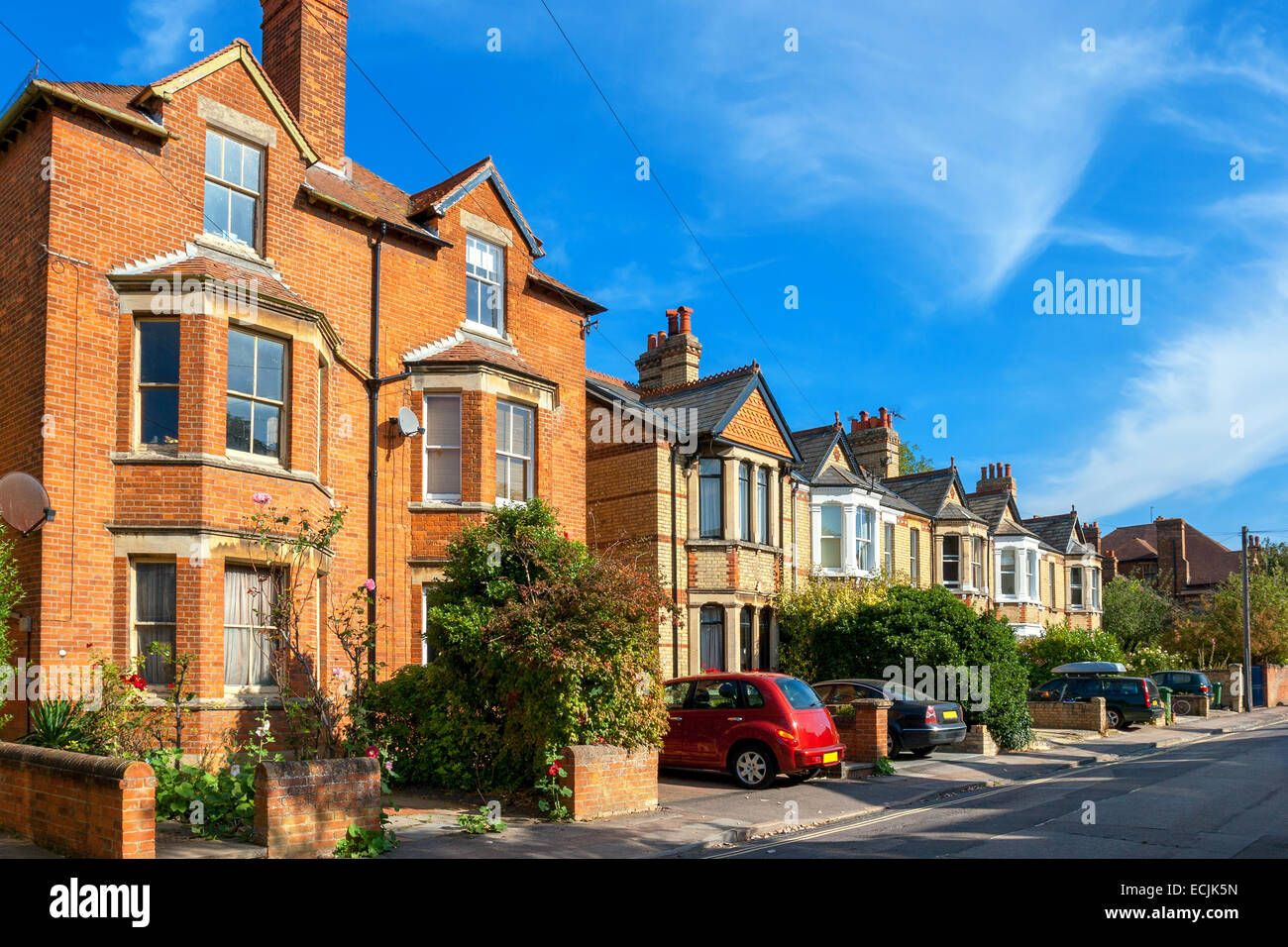 Case di città. Oxford, Inghilterra Foto Stock