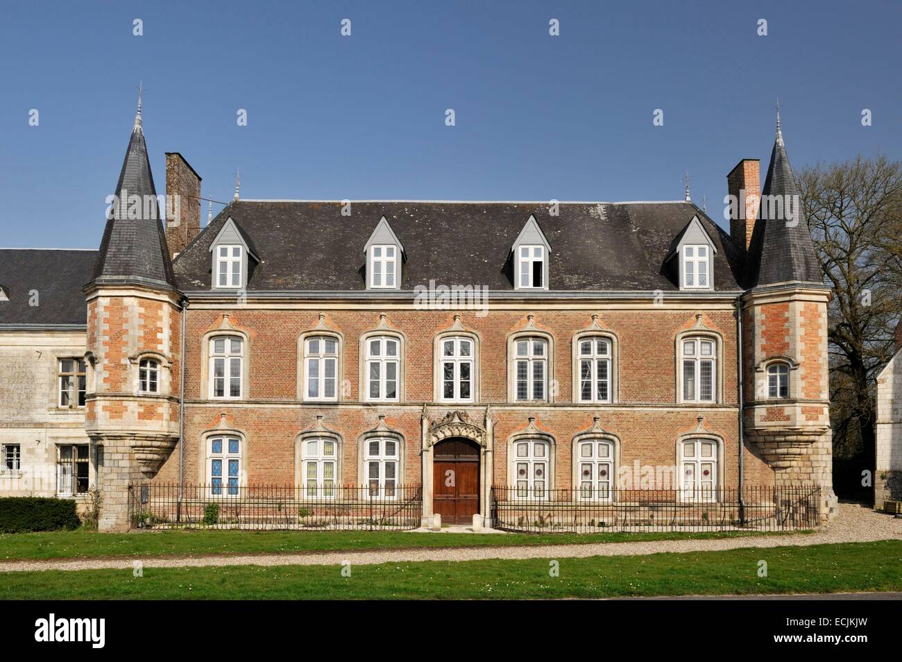 Francia, Somme, Argoules, facciata di Argoules' castello costruito nel XV secolo Foto Stock