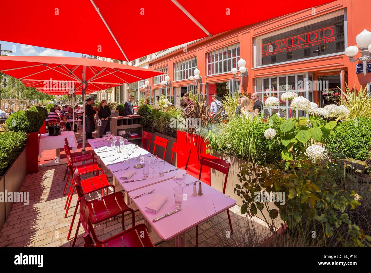 Francia, Rhone, Lione, la Brasserie Le splendide, Jules Ferry square Foto Stock