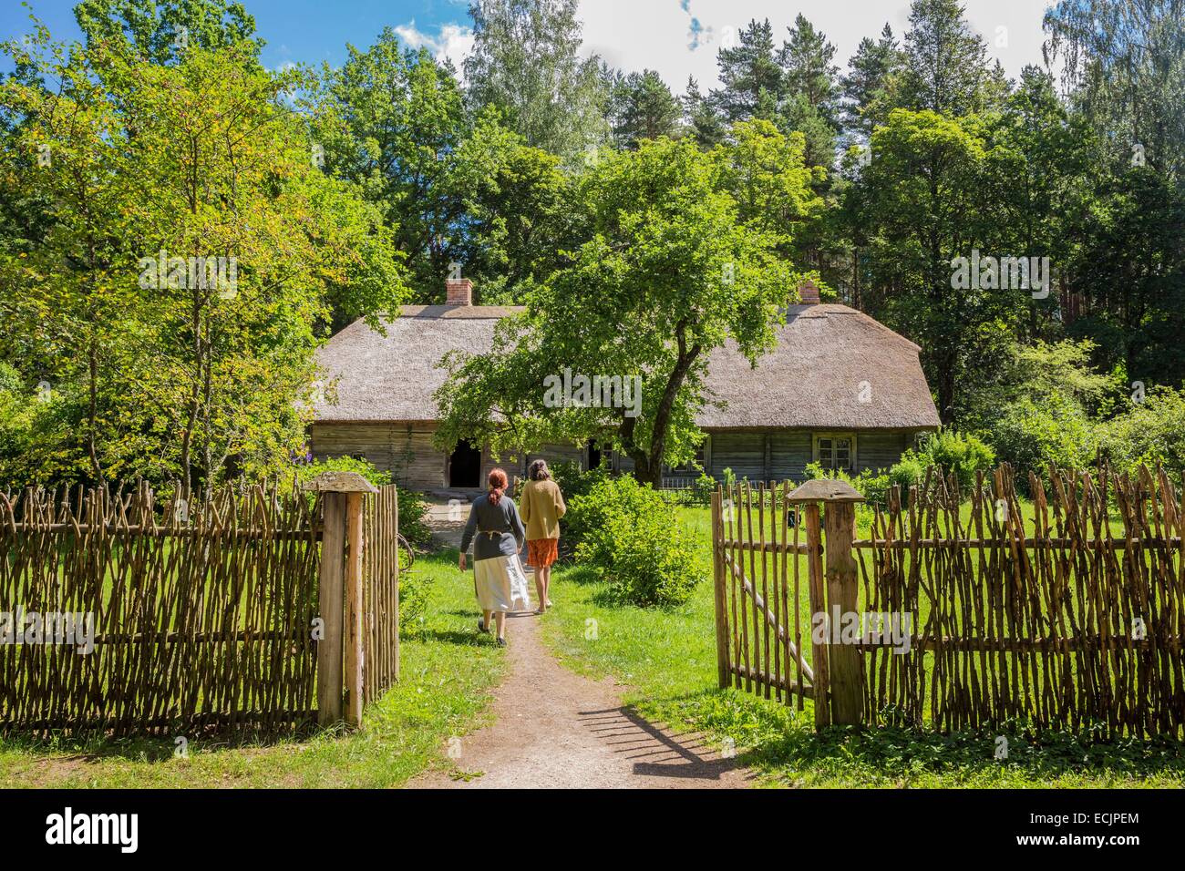 La lettonia (Paesi Baltici), Riga, capitale europea della cultura 2014, etnografica Open Air Museum, la casa nativa di Veckempji dalla parrocchia di Spiele nell'ex quartiere di Jelgava Foto Stock