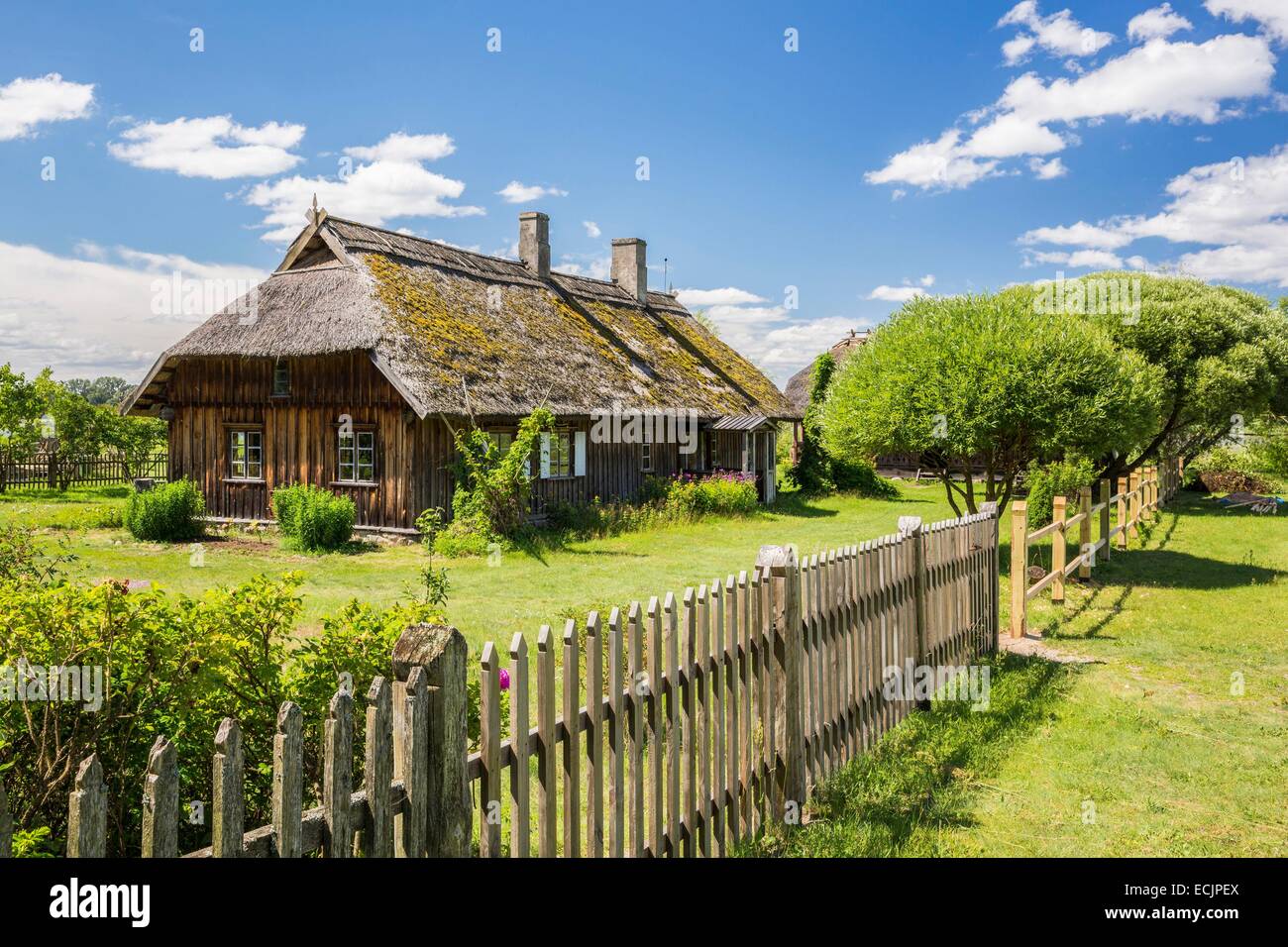 La lettonia (Paesi Baltici), Riga, capitale europea della cultura 2014, etnografica Open Air Museum, casa vivente di Lurki dall'fishermens' villaggio di Pape, Rucava parrocchia nell'ex quartiere di Liepaja Foto Stock