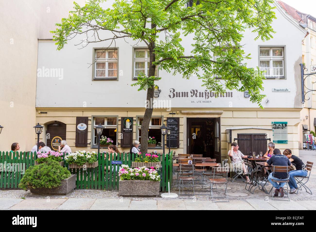 Germania Berlino, Berlino Est, rinata quartiere storico Nikolaiviertel, Propststrase Foto Stock