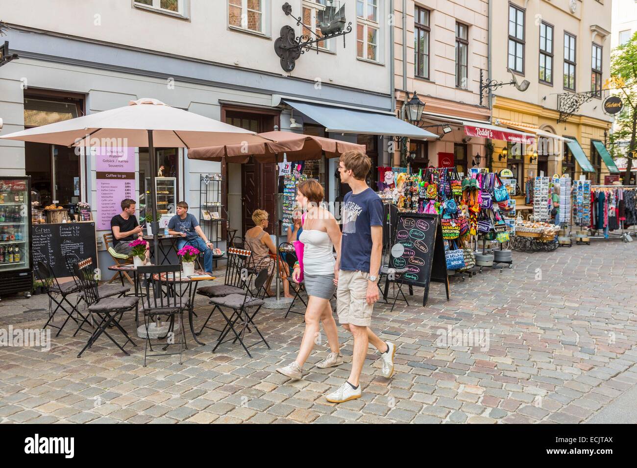 Germania Berlino, Berlino Est, rinata quartiere storico Nikolaiviertel, Propststrase Foto Stock