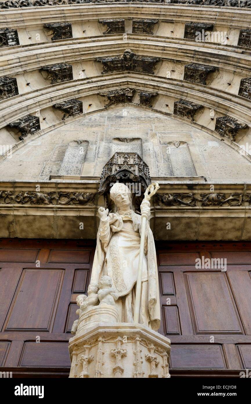 Francia, Meurthe et Moselle, Saint Nicolas de Port basilica, statua di Saint Nicolas Foto Stock