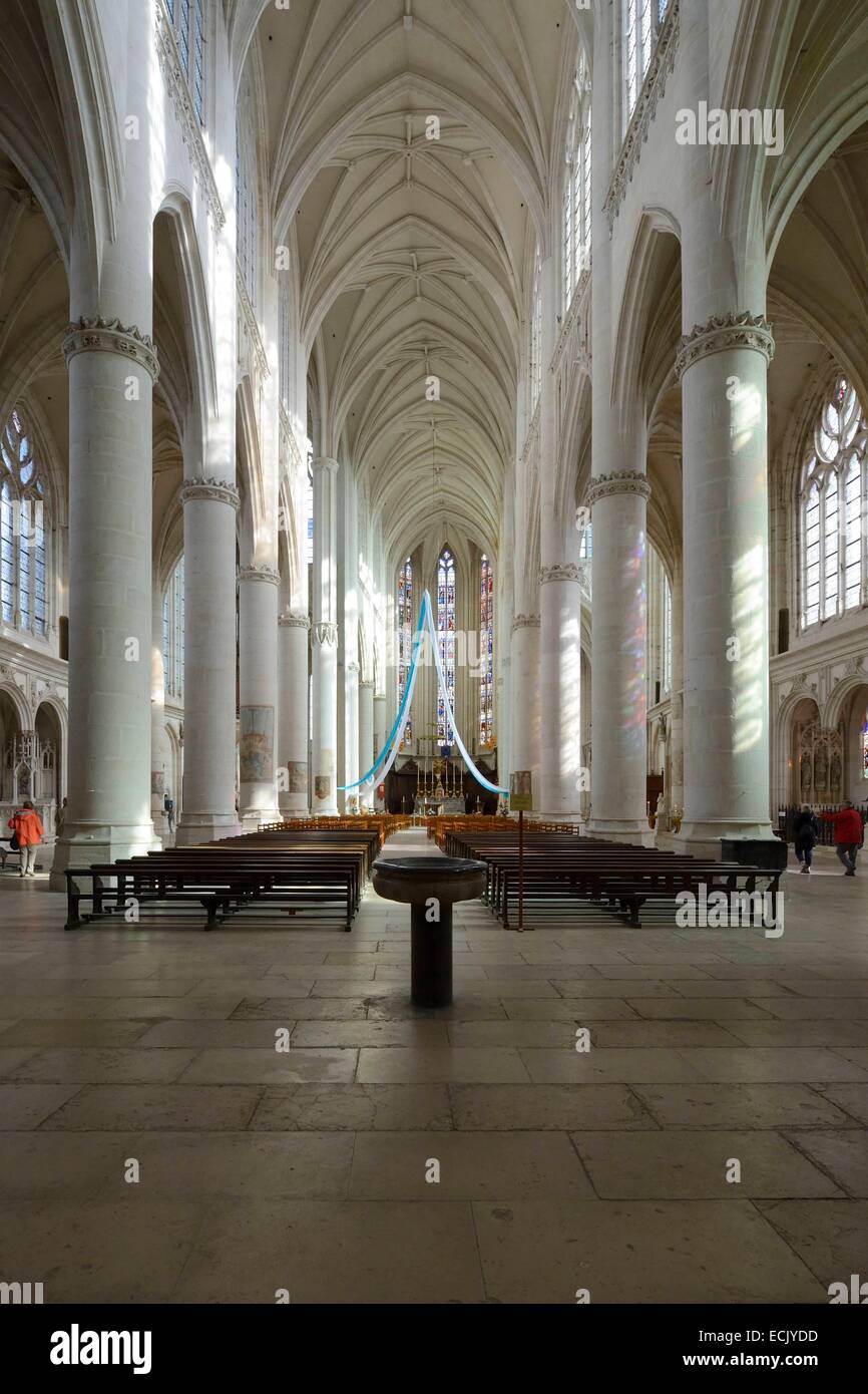 Francia, Meurthe et Moselle, Saint Nicolas de Port basilica, la navata di curva Foto Stock