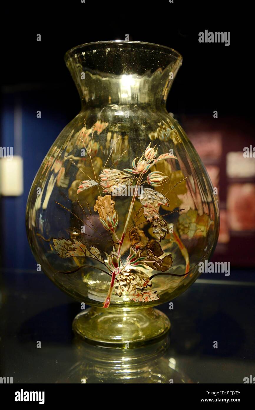Francia, della Mosella, Meisenthal, sito di vetro, il museo del vetro, butterfly vaso da Emile Galle Foto Stock