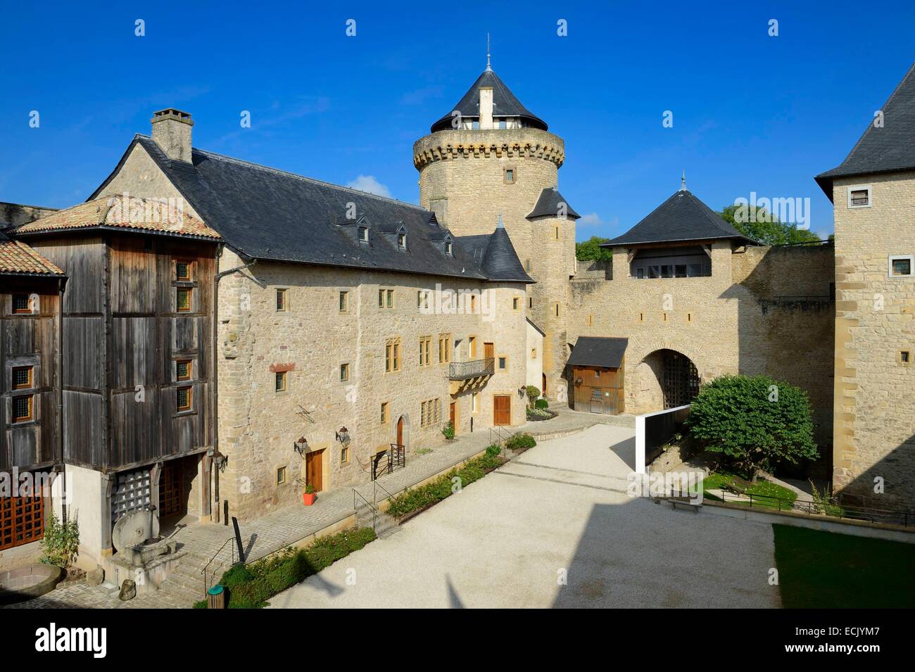 Francia, della Mosella, Manderen, castello di Malbrouck Foto Stock