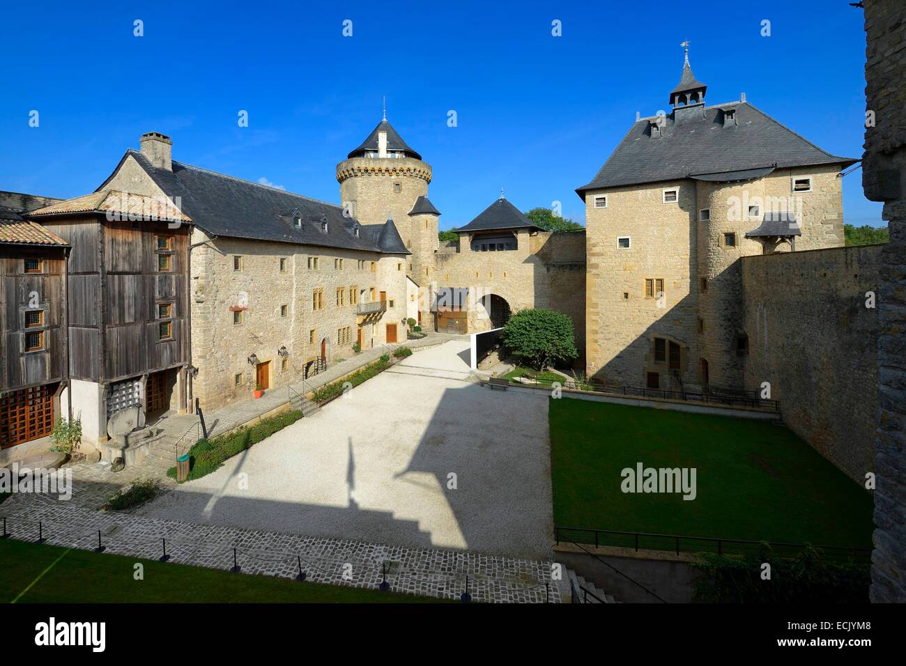 Francia, della Mosella, Manderen, castello di Malbrouck Foto Stock