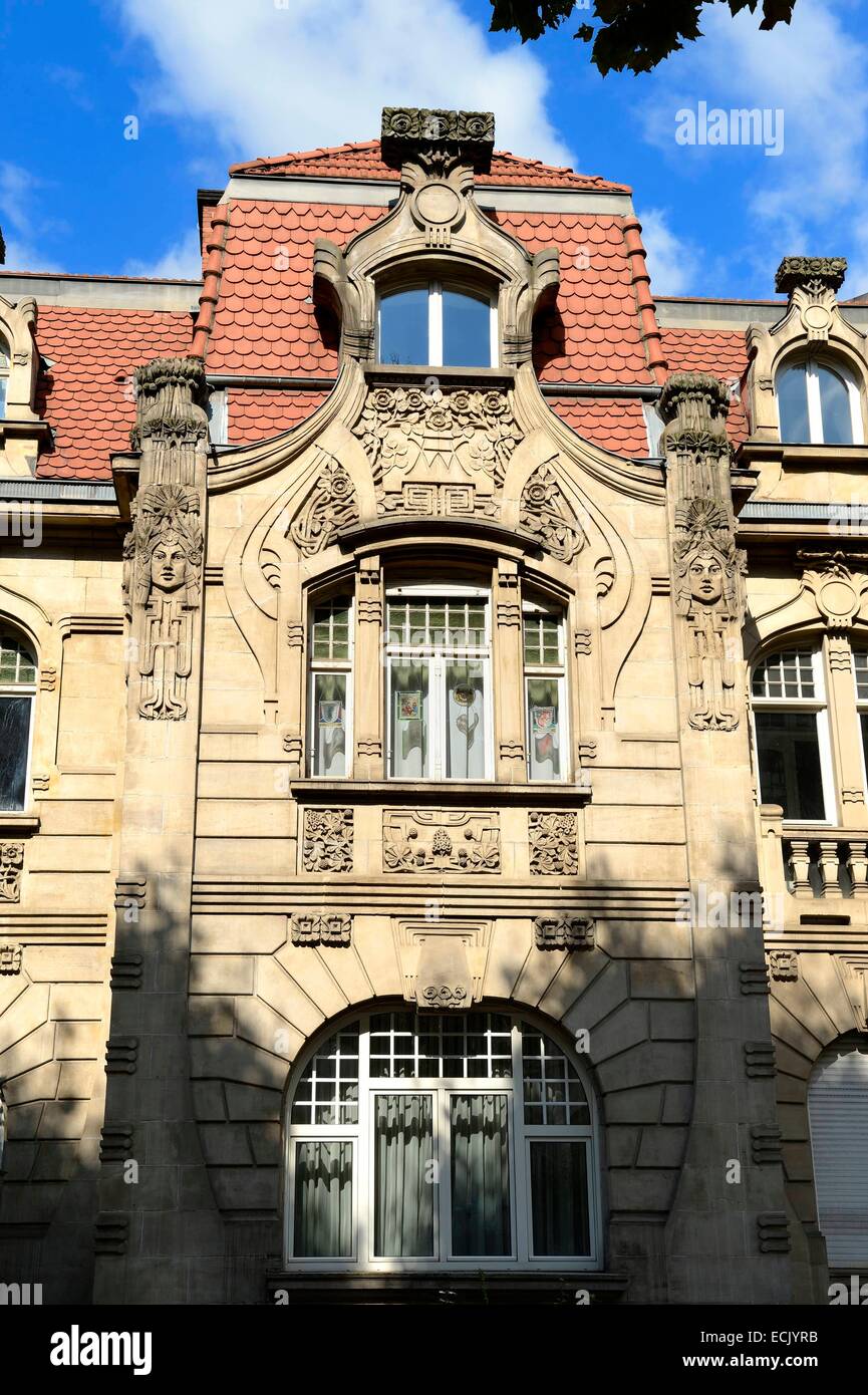 Francia, della Mosella, Metz, quartiere imperiale, Stile Liberty villa su Avenue Foch Foto Stock