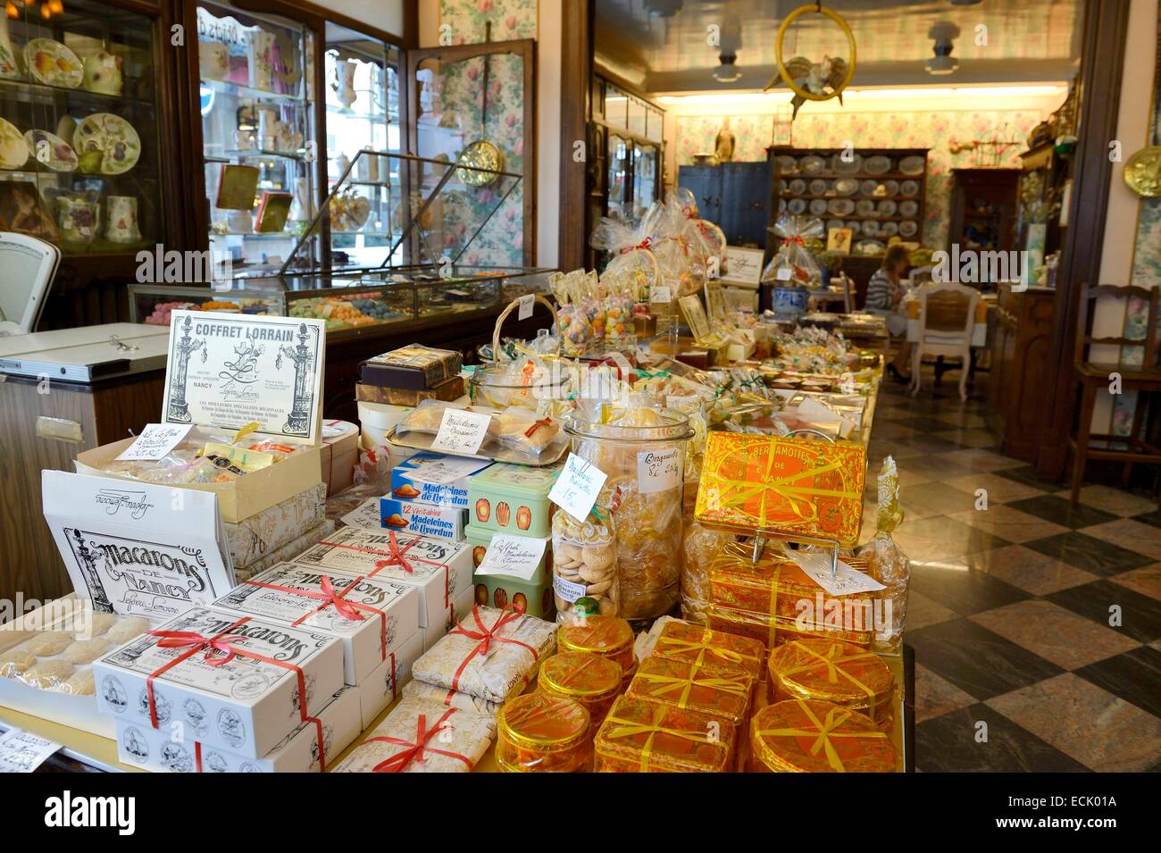 Francia, Meurthe et Moselle, Nancy, cioccolato dolciumi Au Duche de Lorraine Lefevre Lemoine Foto Stock