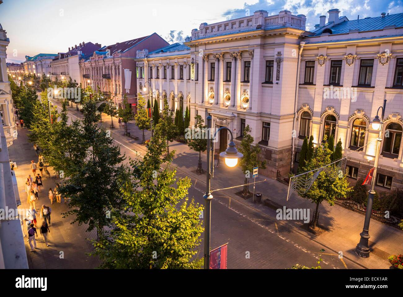 La Lituania (paesi baltici), Vilnius, centro storico elencati come patrimonio mondiale dall' UNESCO, Gedimino's avenue Foto Stock