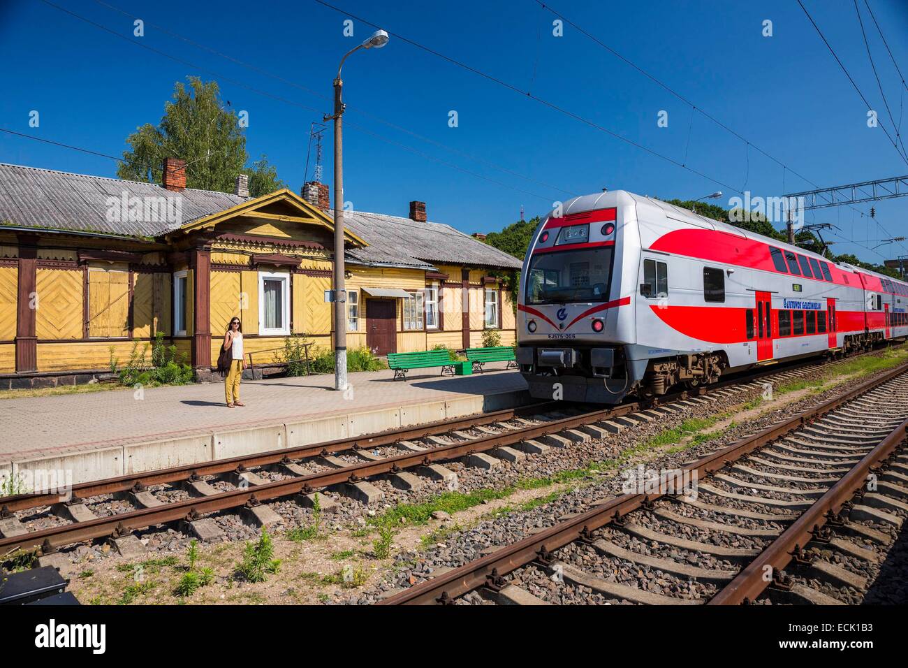 La Lituania (paesi baltici), Kaunas County, Kaunas, stazione ferroviaria Foto Stock