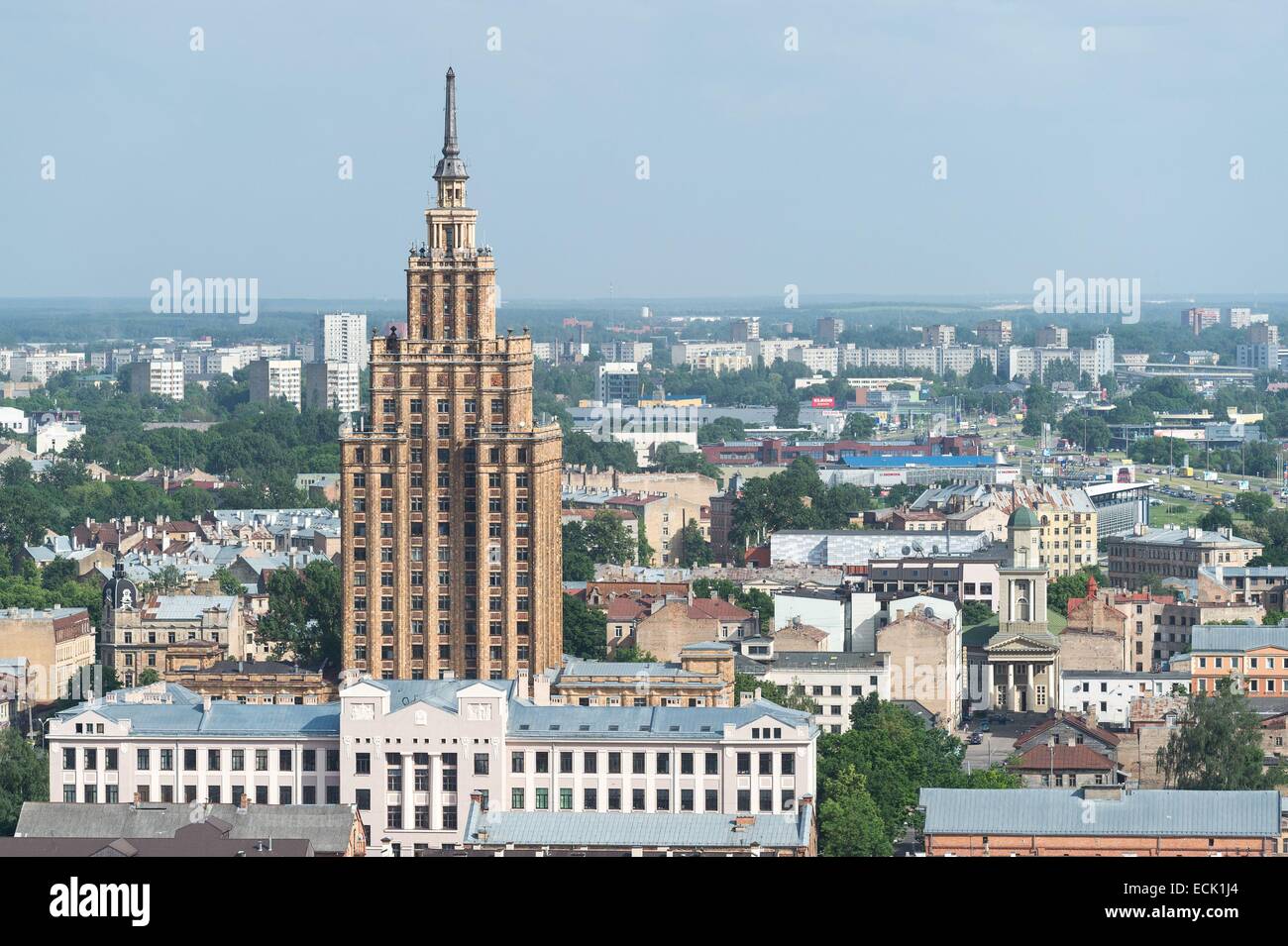 La lettonia, Vidzeme, Riga, capitale europea della cultura 2014, centro storico elencati come patrimonio mondiale dall' UNESCO, vista panoramica Foto Stock