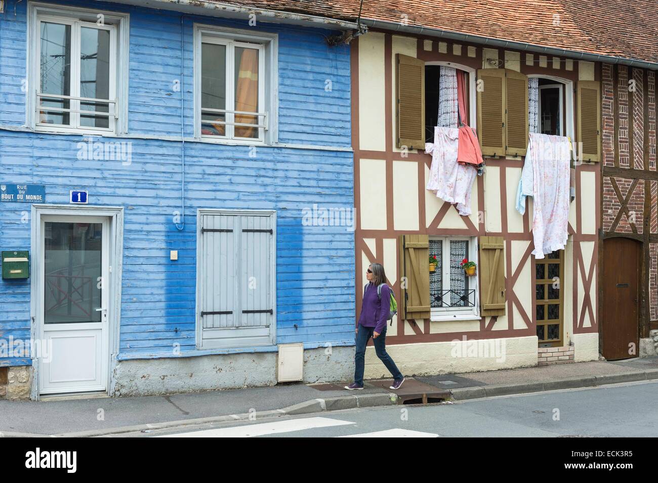 Francia, Seine Maritime, Neufchatel en Bray, rue du Bout du Monde Foto Stock