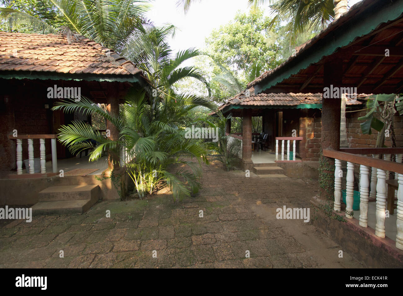 Eco home soggiorno in spiaggia Kudli in Karnataka Gokarna Foto Stock