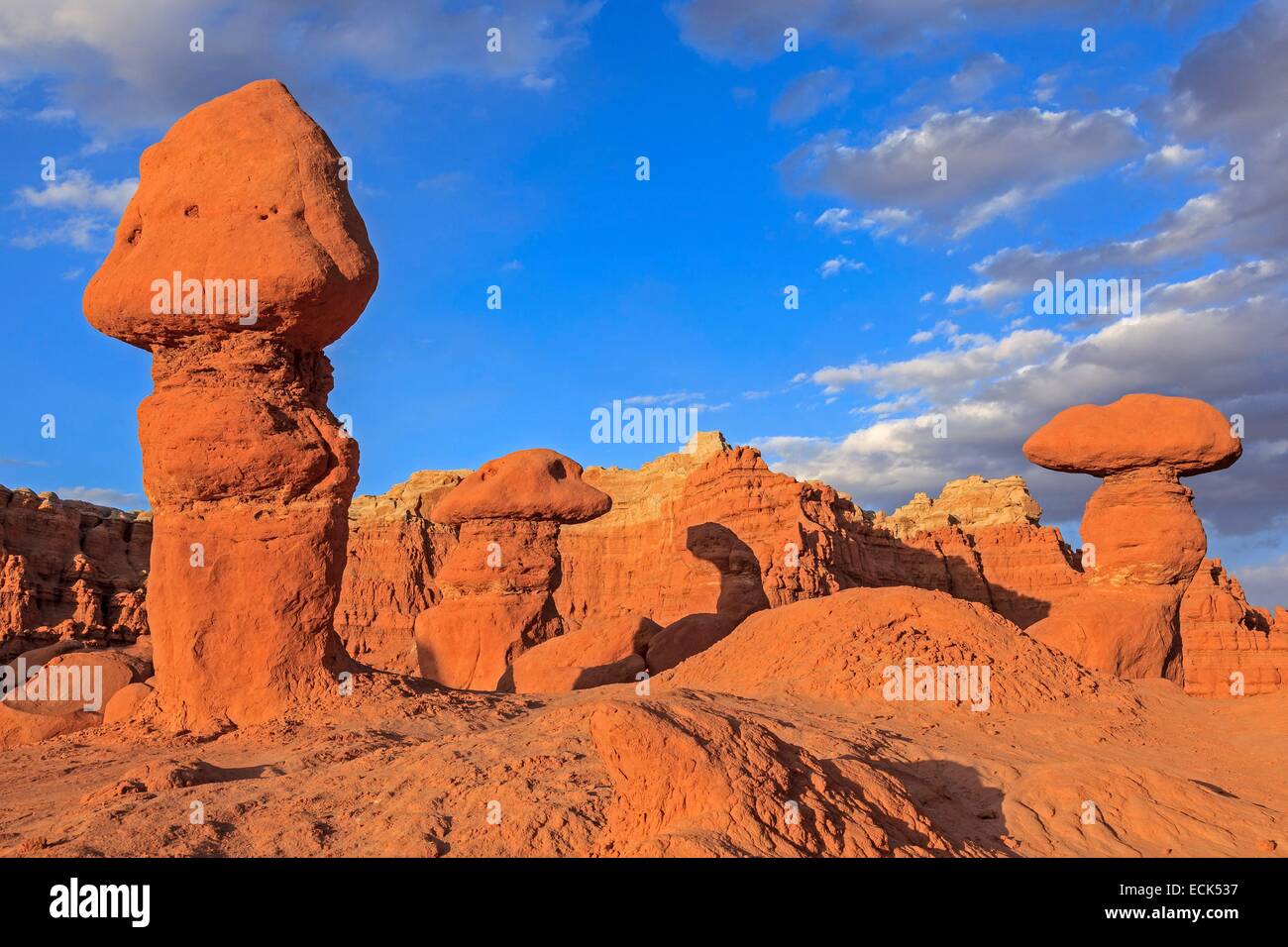 Stati Uniti, Utah e Colorado Plateau, San Rafael Swell, Goblin Valley State Park vicino a Hanksville, formazioni rocciose chiamato Hoodoo Foto Stock