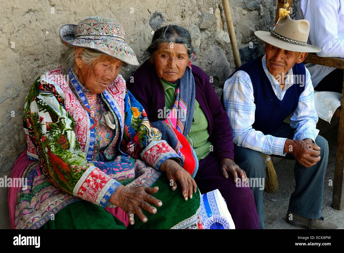 Il Perù, Caylloma Provincia, il Canyon del Colca, Yanque, festival che celebra il raccolto di quinoa Foto Stock