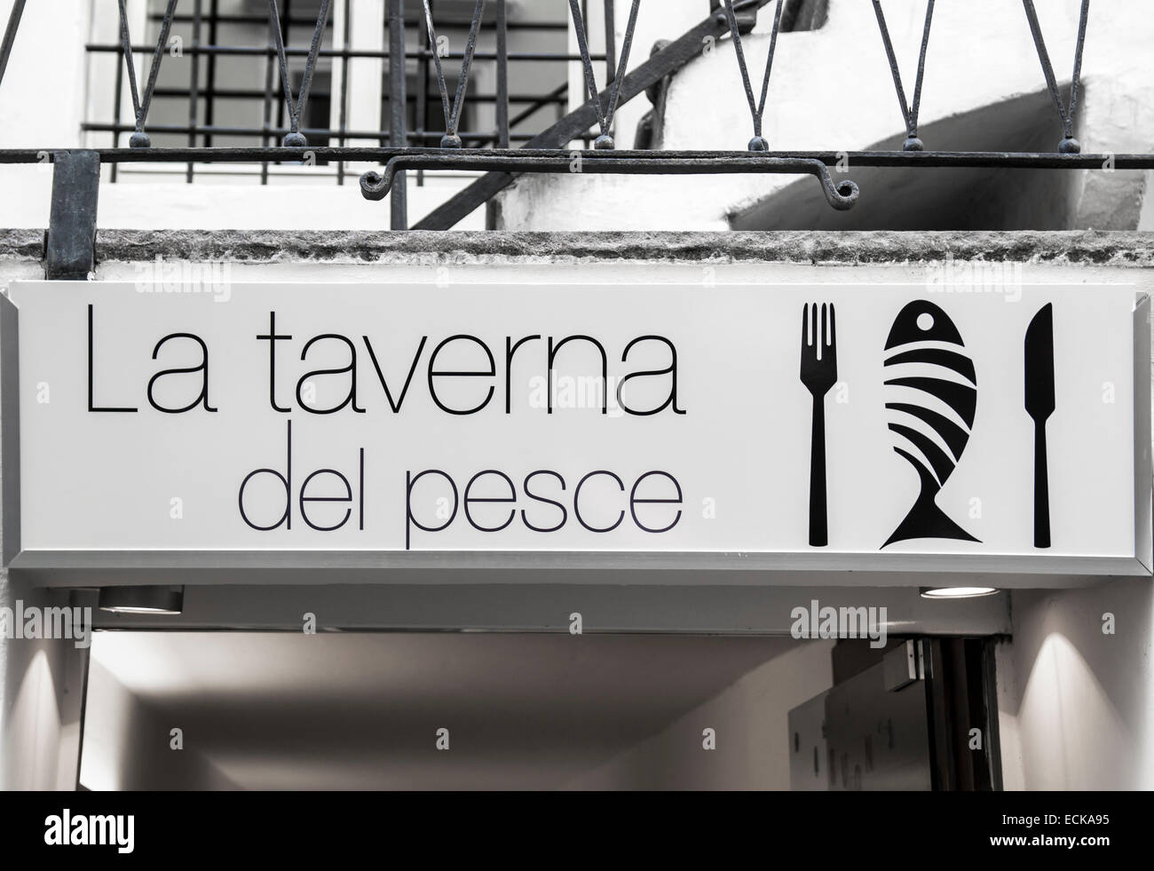 Taverna di segno di pesce Foto Stock