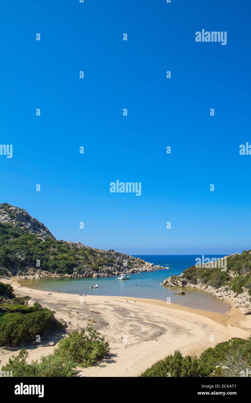 In Francia, in Corse-du-Sud, Belvedere-Campomoro, Campomoro-Senetosa preservato sito naturale, Cala d'Accuda o Cala d'Agulia beach Foto Stock