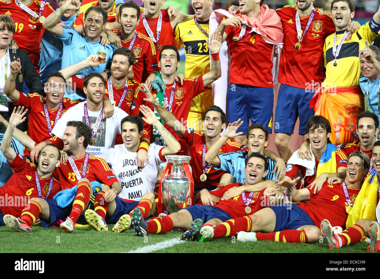 Spagna nazionale di calcio - il vincitore della UEFA EURO 2012 Foto Stock