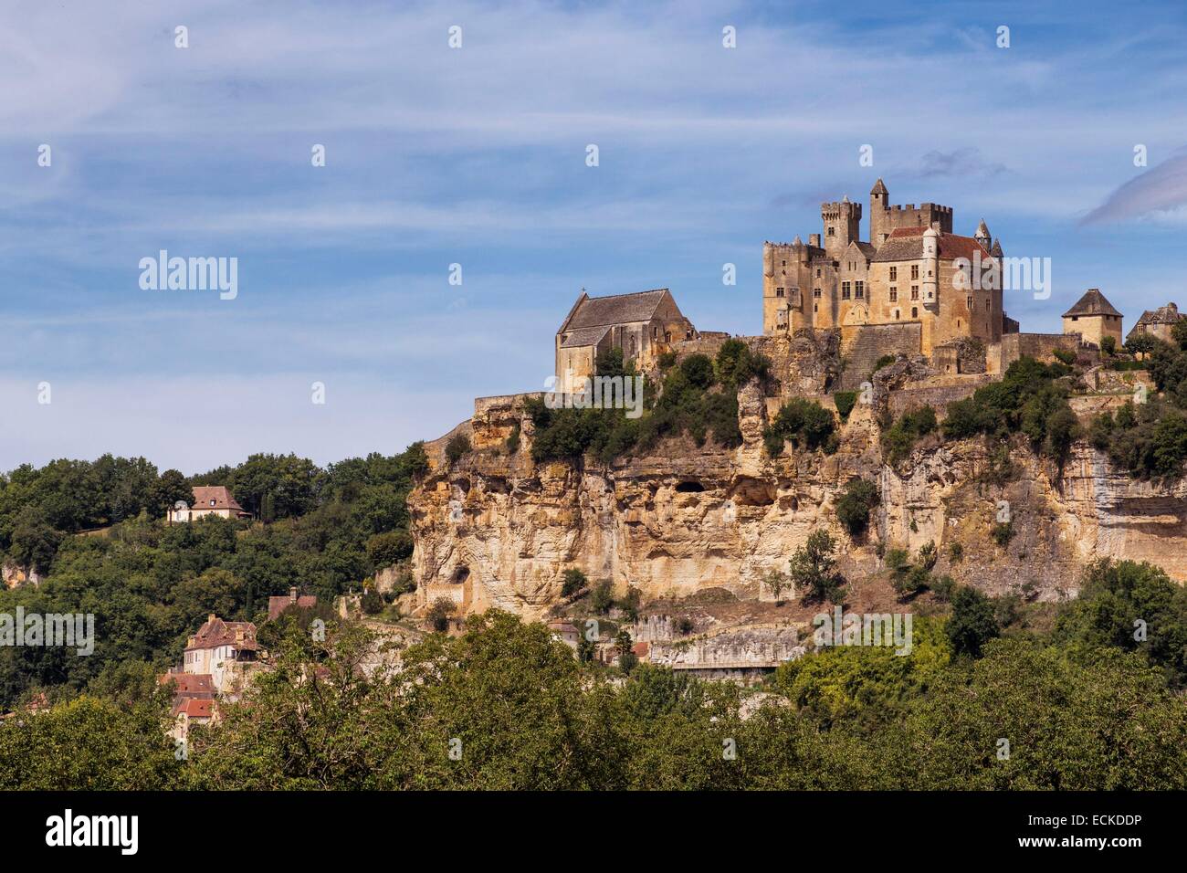 Francia, Dordogne Périgord Nero, Beynac et Cazenac, etichettati i più bei villaggi di Francia, castello Foto Stock