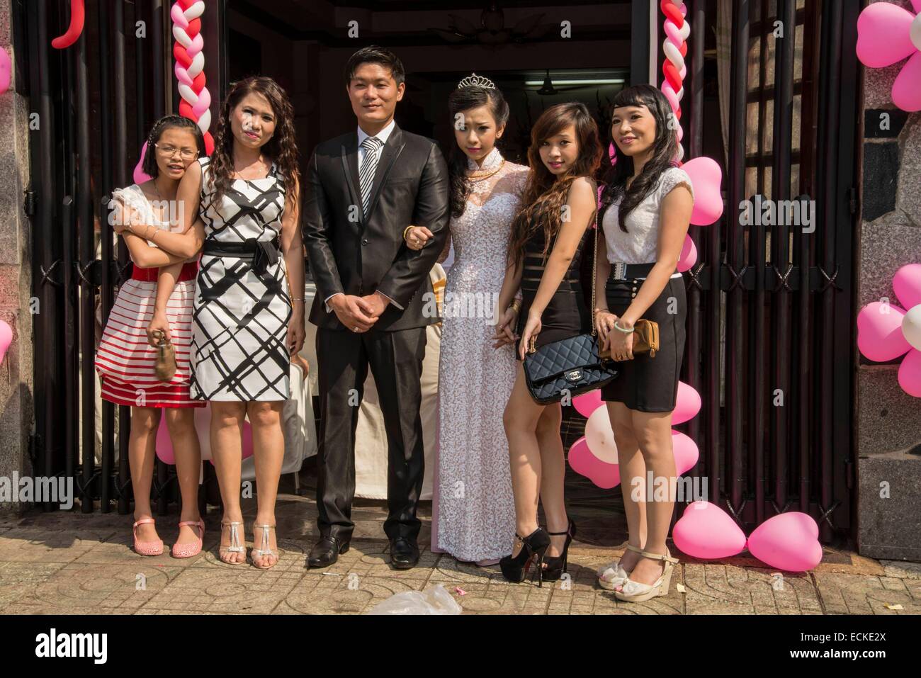 Il Vietnam, Ho Chi Minh City, nozze di Minh Thang e Diem Huong Foto Stock