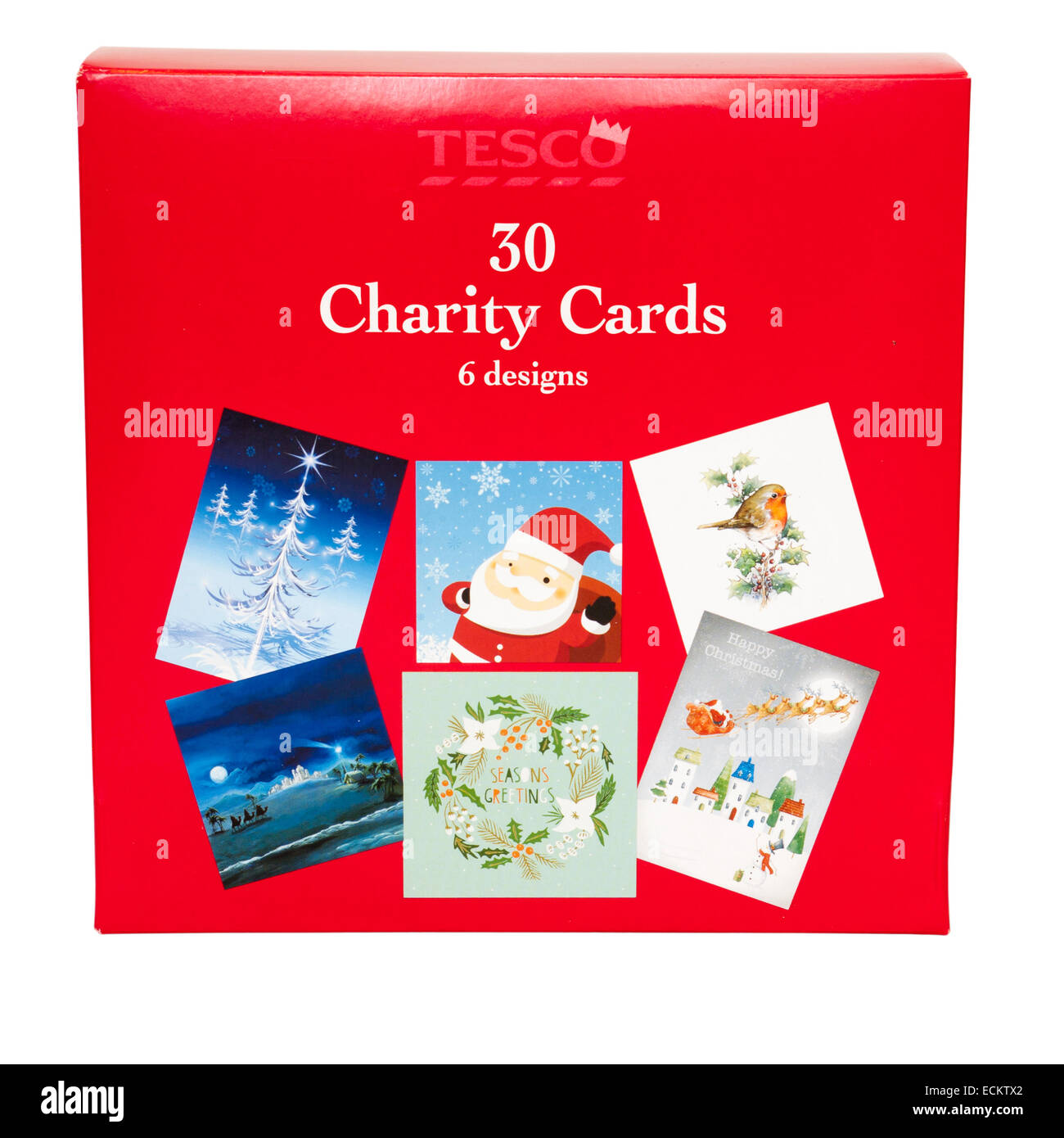 Chiuso scatola chiusa di Tesco di marca propria carità Cartoline di Natale Foto Stock