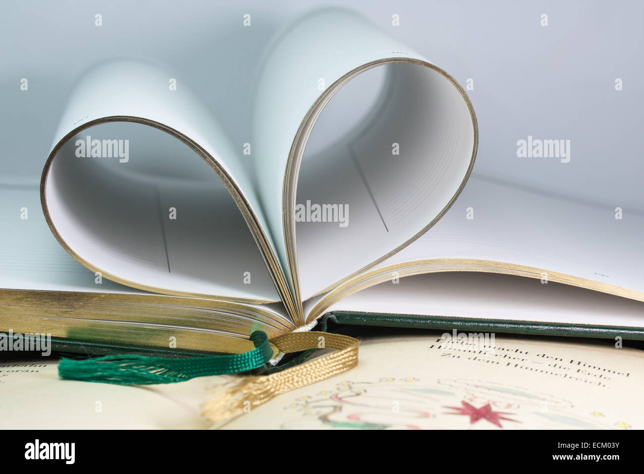 L'amore: entrata in un diario dorato con la poesia di Schiller Foto Stock