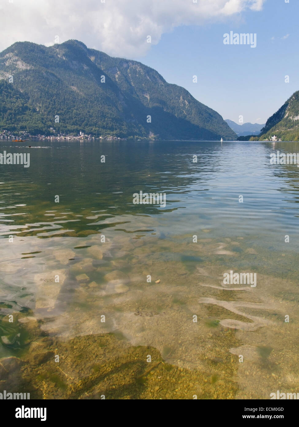 Hallstatter vedere nel Salzkammergut, Austria. Foto Stock