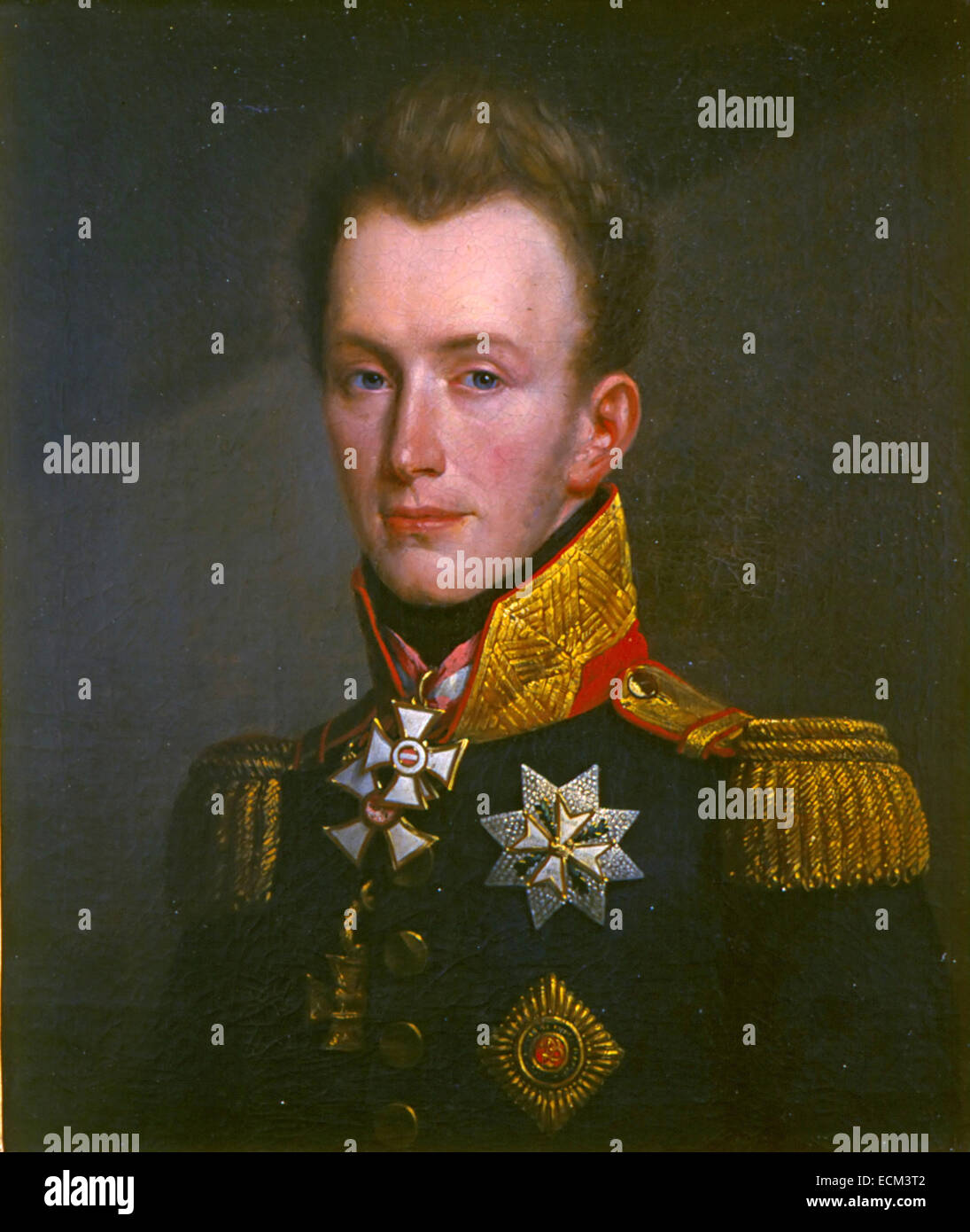 Guglielmo II dei Paesi Bassi come il principe di Orange presso il timer della battaglia di Waterloo in 1815 Foto Stock