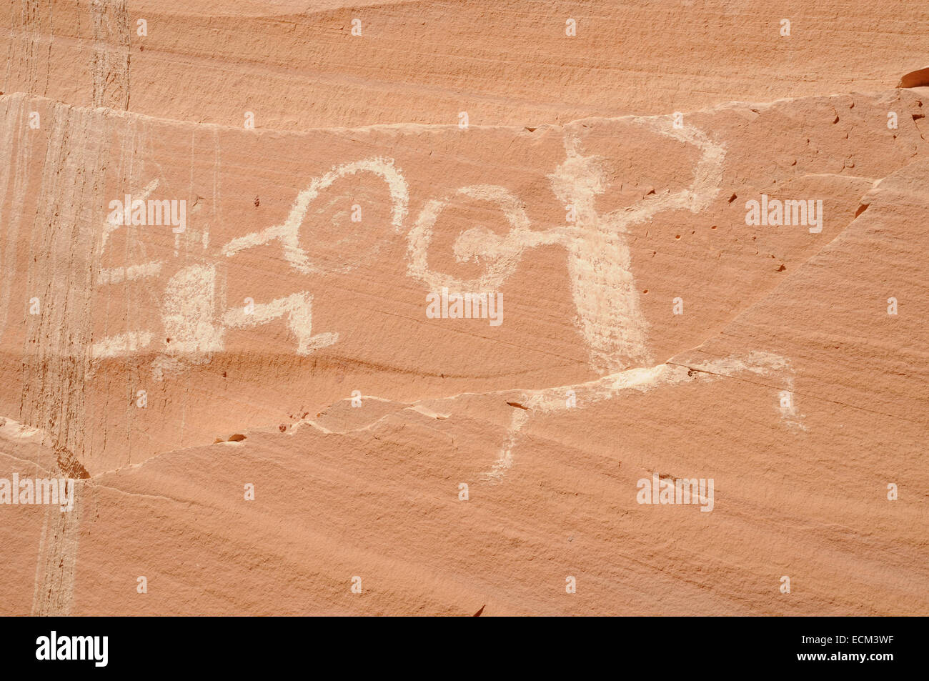 Pittogrammi in defiance flessibile, dimenticato Canyon Lake Powell, Utah, Stati Uniti d'America Foto Stock