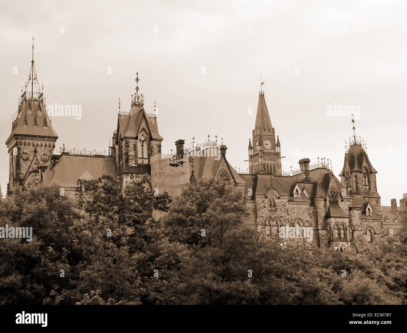 Chiudere fino al parlamento di Ottawa in Canada, in stile vintage Foto Stock