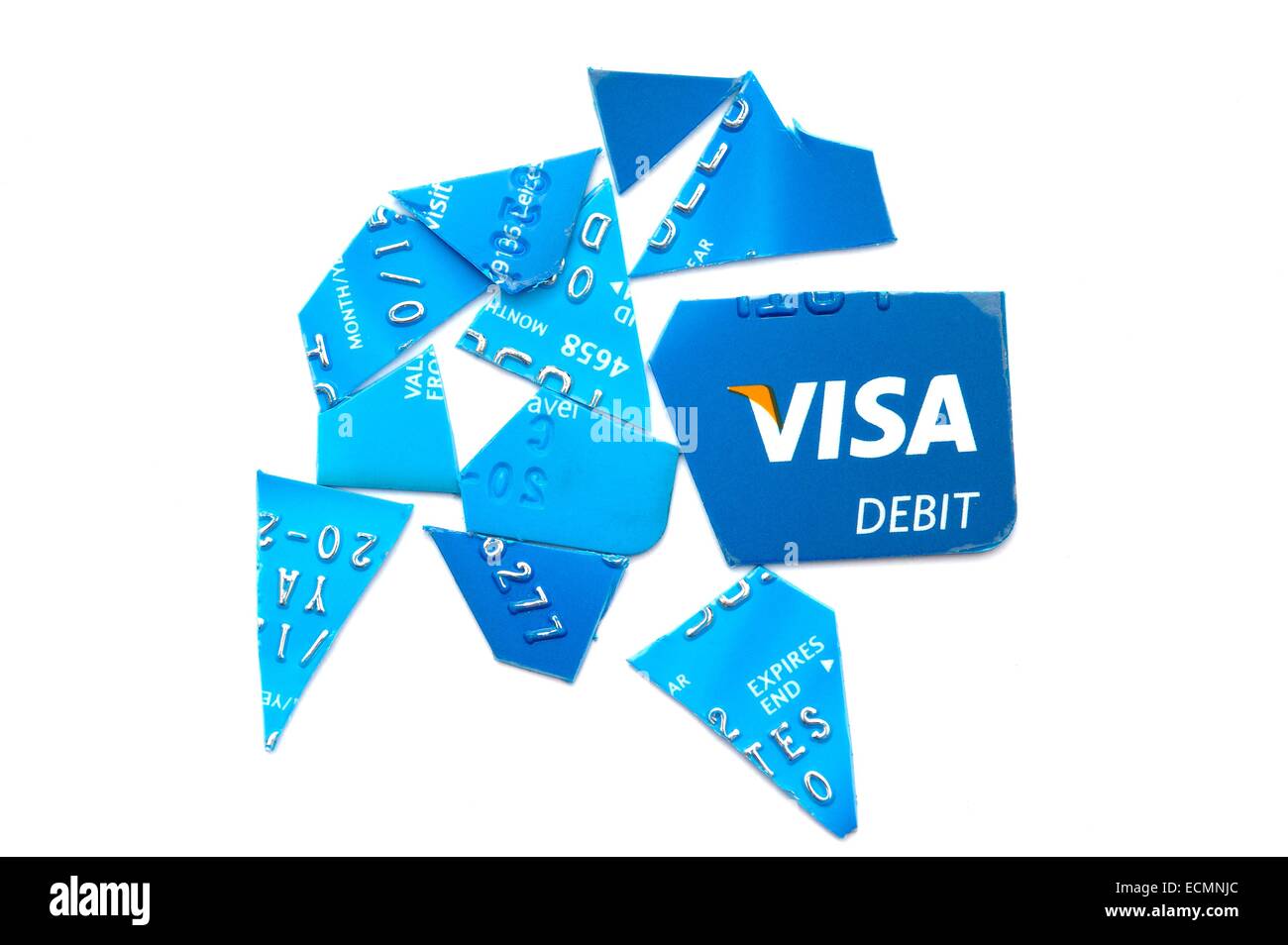 Un Barclays Bank Visa Debit Card tagliate in pezzi England Regno Unito Foto Stock