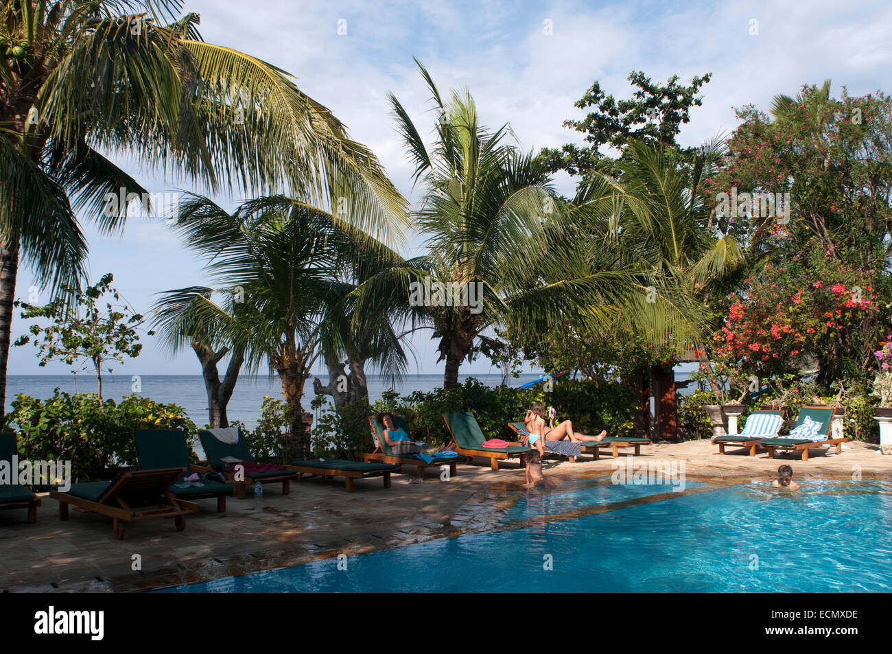 Piscina di Bali Dream House Hotel Amed. Bali. 'BALI DREAM House hotel è situato sul nord-est il costo dell'isola di Bali un Foto Stock