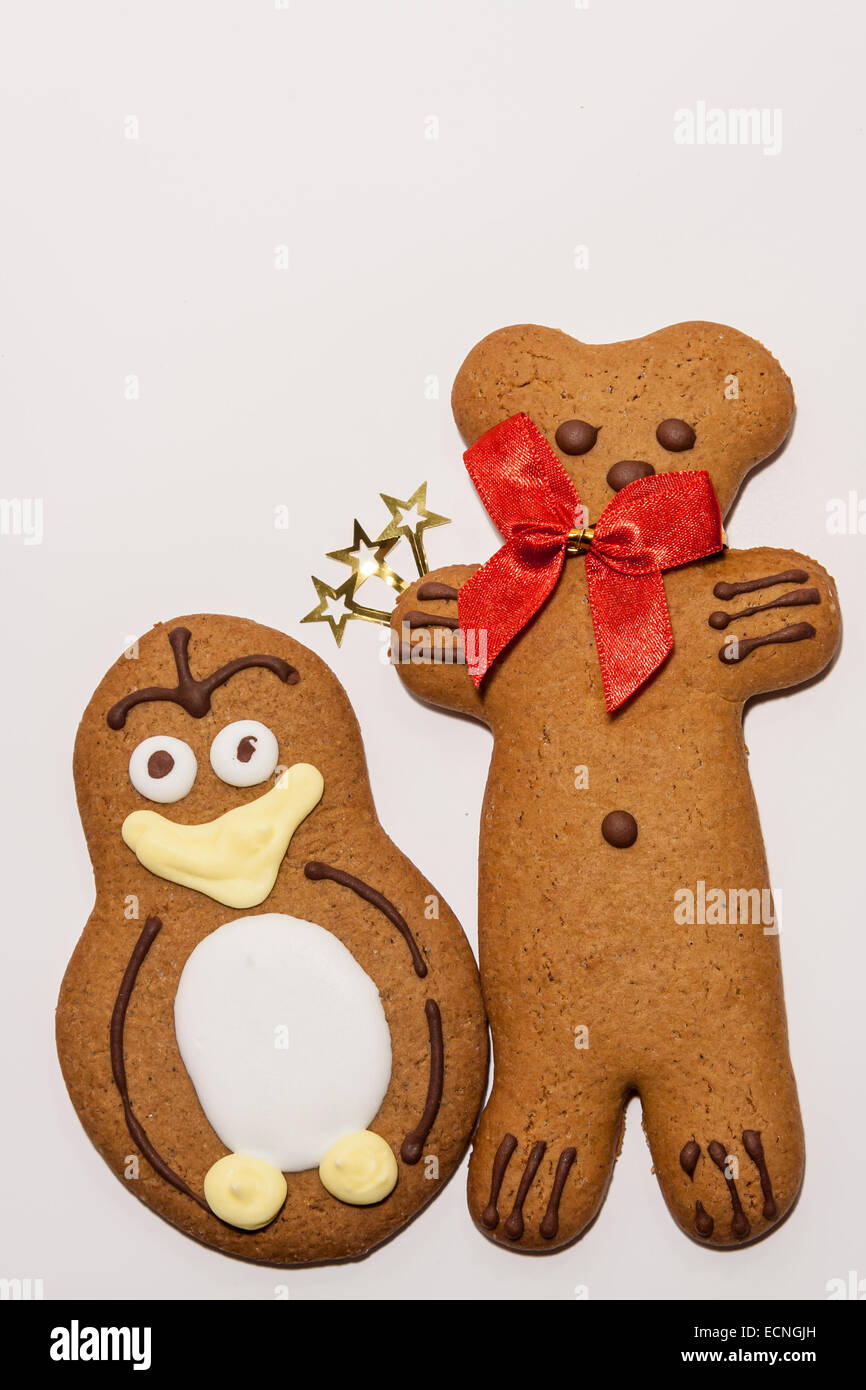 Gingerbread persona isolata su bianco. Foto Stock