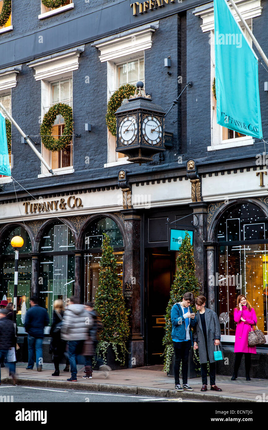Il Tiffany & Co Negozio In Old Bond Street a Londra, Inghilterra Foto Stock