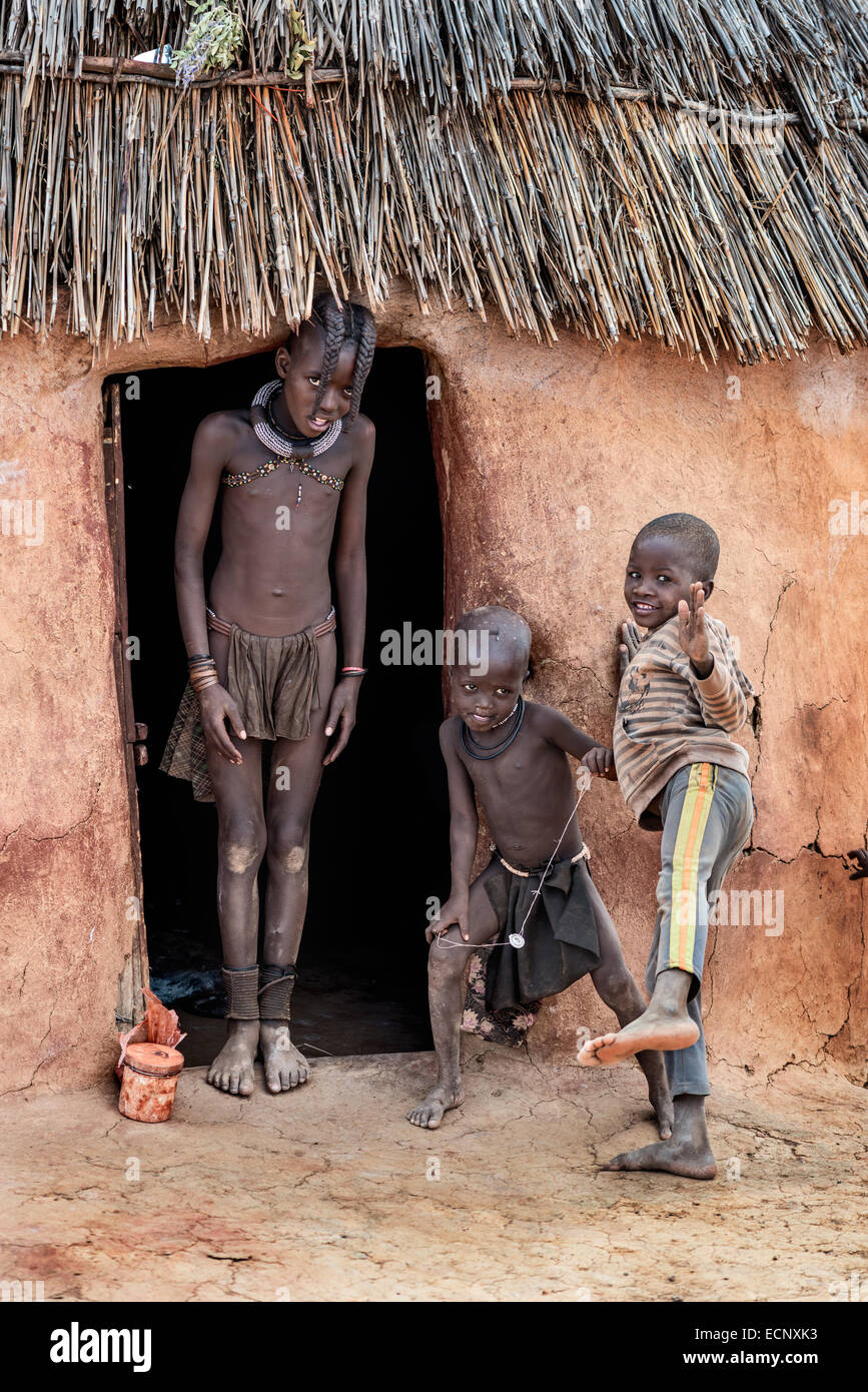 Ragazzi Himba Foto Stock
