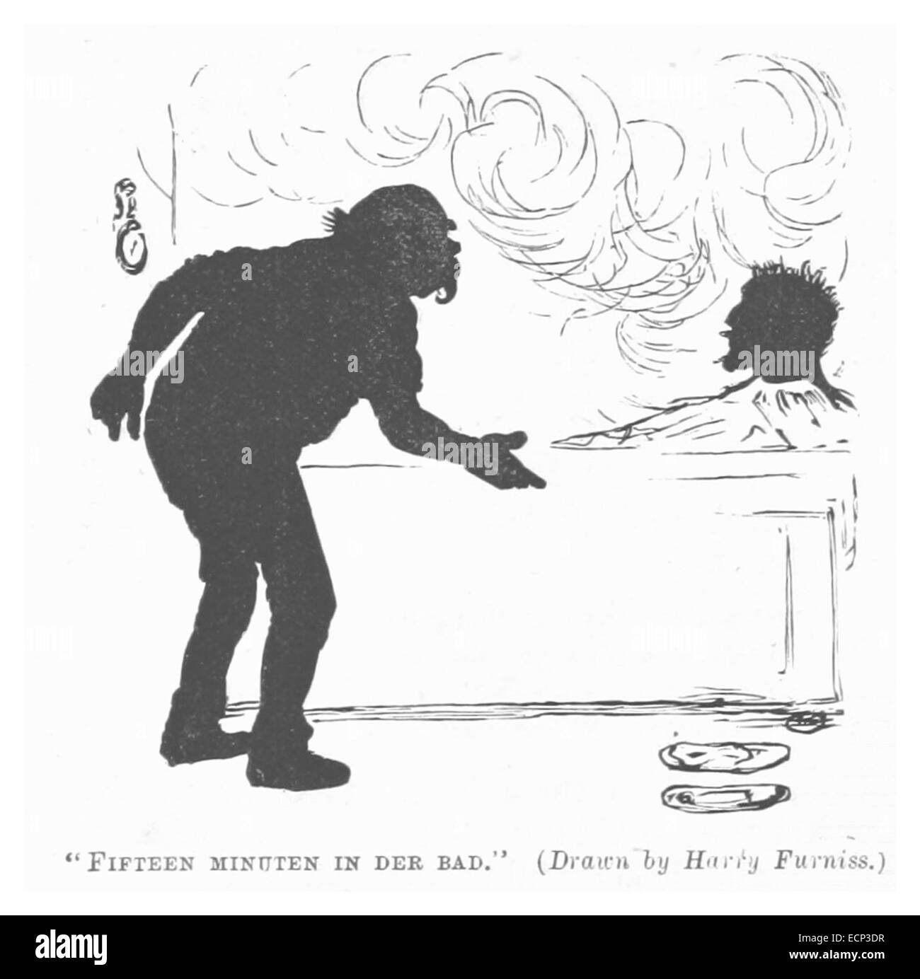 Questa illustrazione del 1885 di Harry Furniss presenta una scena dettagliata con enfasi sullo stile artistico del periodo. Furniss, noto per le sue illustrazioni umoristiche, spesso catturava scene sociali in modo giocoso. Foto Stock